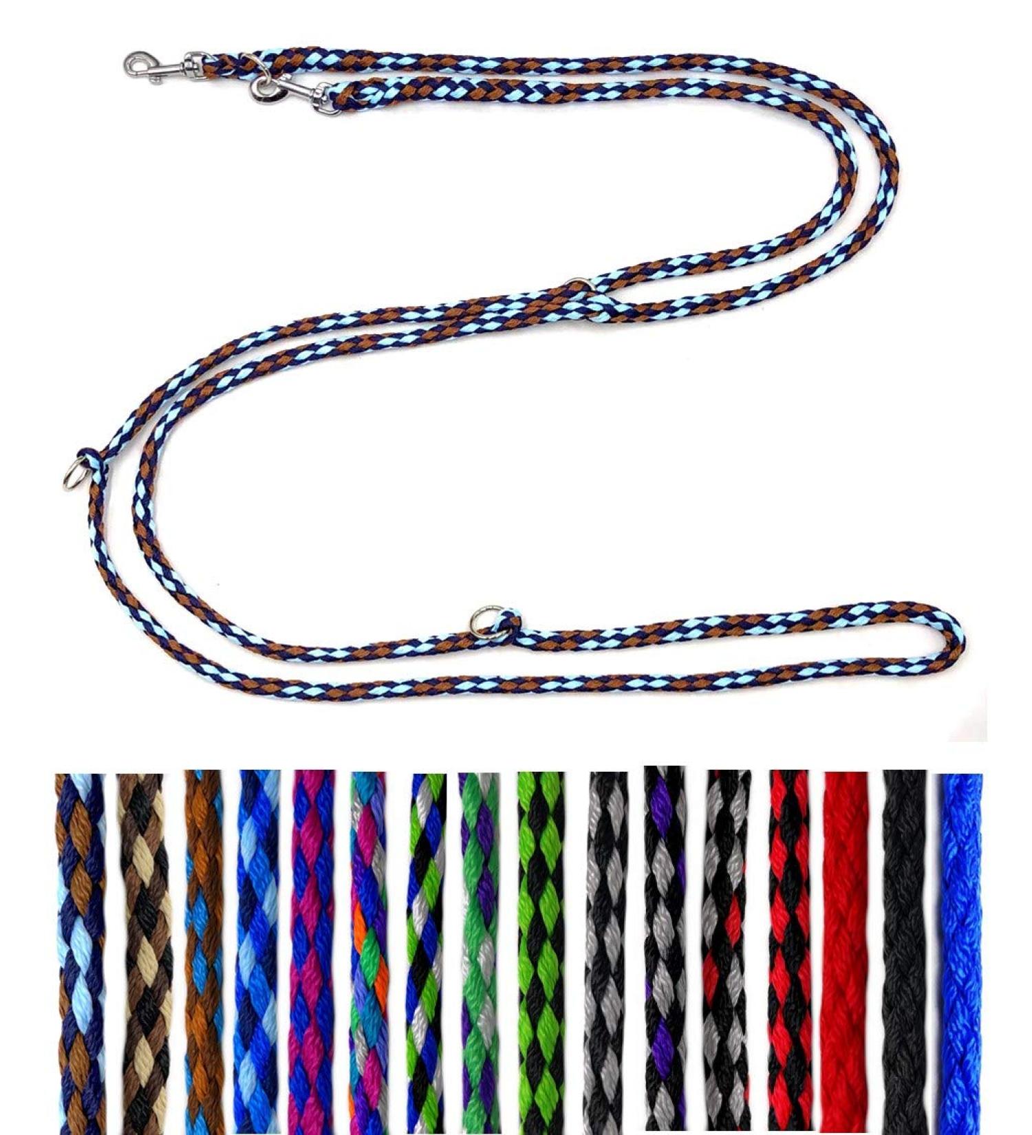 Lightweight & Durable 4-Way Adjustable Dog Leash for Small Dogs - 2.40m | Double Linen | Africa (Brown-Light Blue Marine) - Buy Online on GoSupps.com