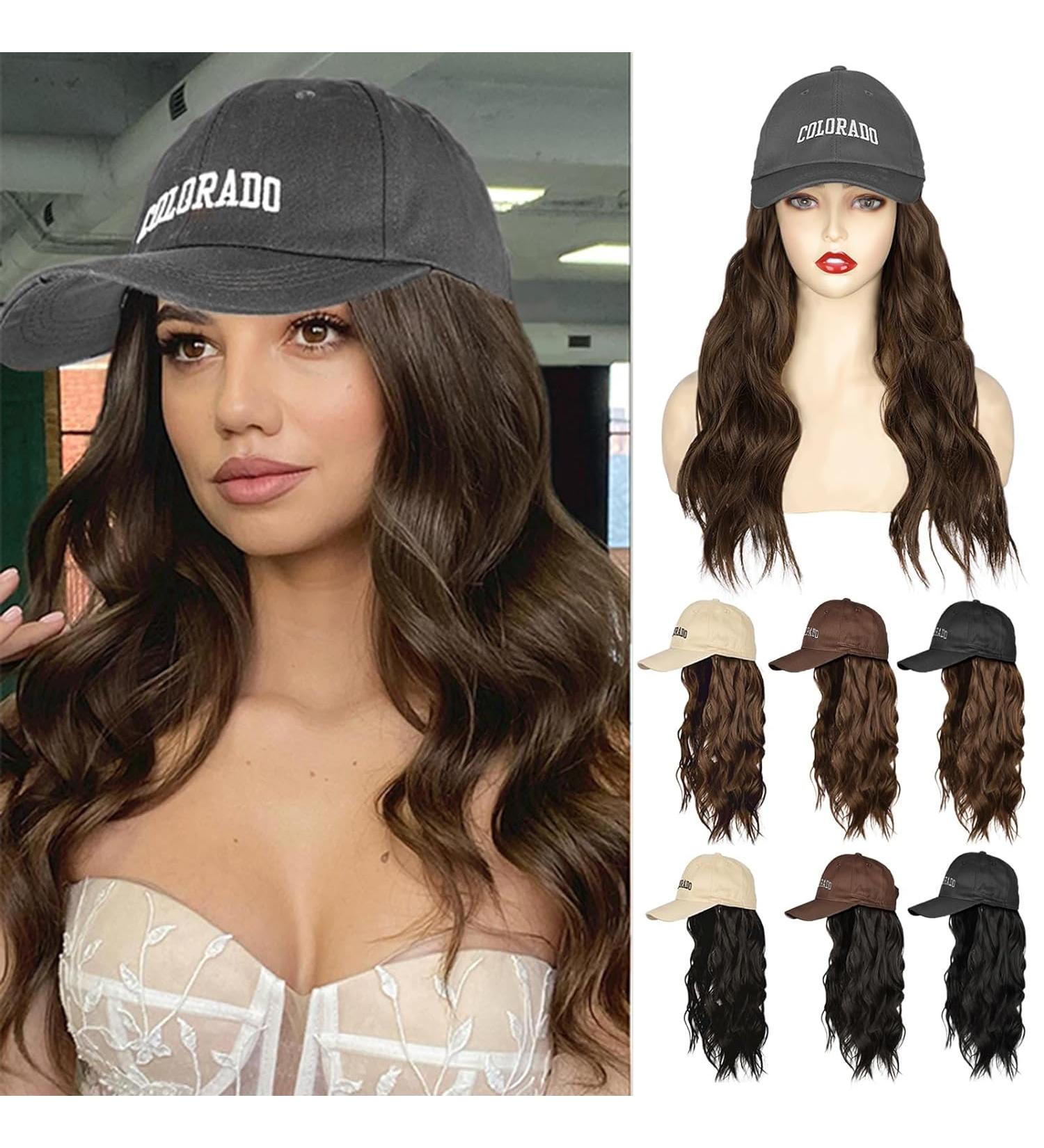 Women's AISI BEAUTY Hat Wig with Synthetic Long Wavy Hair - Adjustable Baseball Cap with Hair Extensions - Buy Online on GoSupps.com