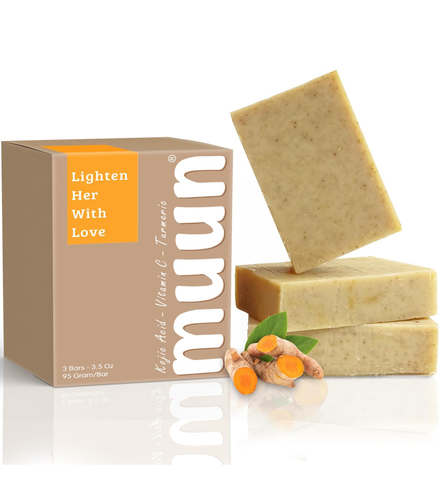 Muun Dark Spot Remover Soap Bars with Kojic Acid & Vitamin C - Even Skin Tone & Hyperpigmentation Treatment for Intimate Areas & Underarms - Buy Online on GoSupps.com