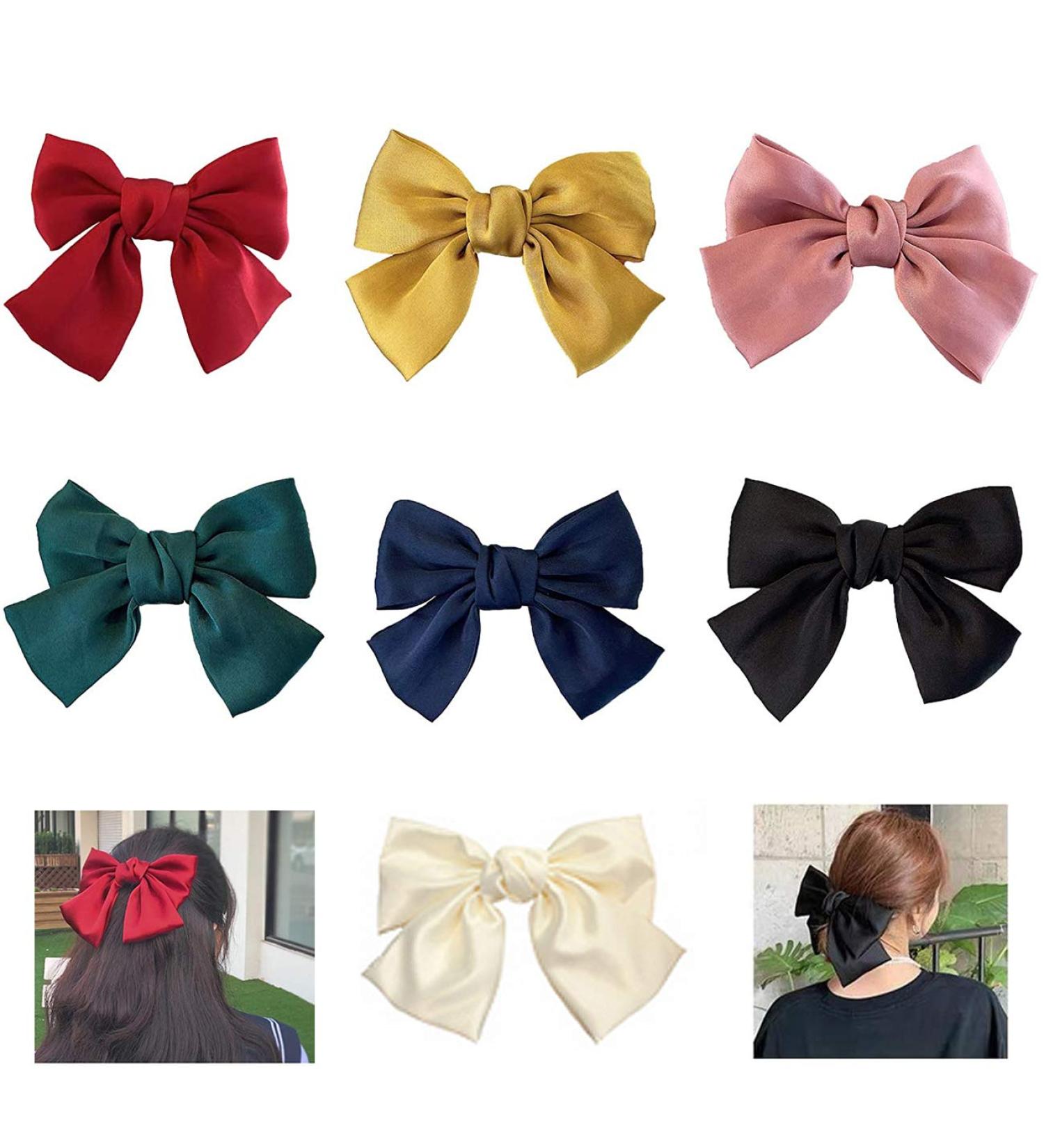 Yueser 7-Piece Big Bowknot Hair Clips Satin Ribbon Arc Accessories for Women | International Shipping Available - Buy Online on GoSupps.com