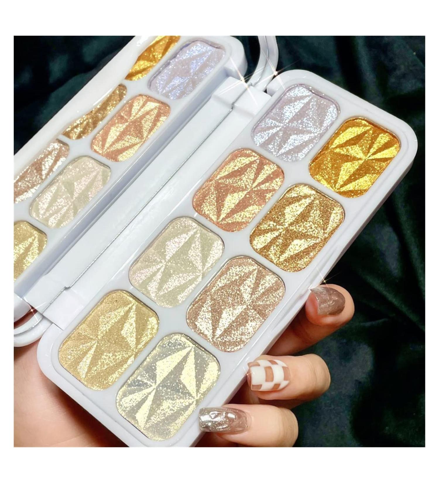 Eight-Color Diamond High-Gloss Eyeshadow Palette Pearlescent Brighten Skin Tone Stage Eyeshadow 1 count (Pack of 1) A - Buy Online on GoSupps.com