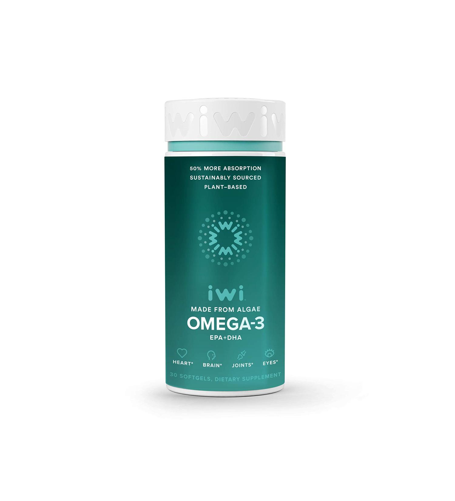 iwi Vegan Omega 3 - Heart, Brain, & Joint Support | Non-GMO, Gluten Free, 30 Count - Buy Online on GoSupps.com