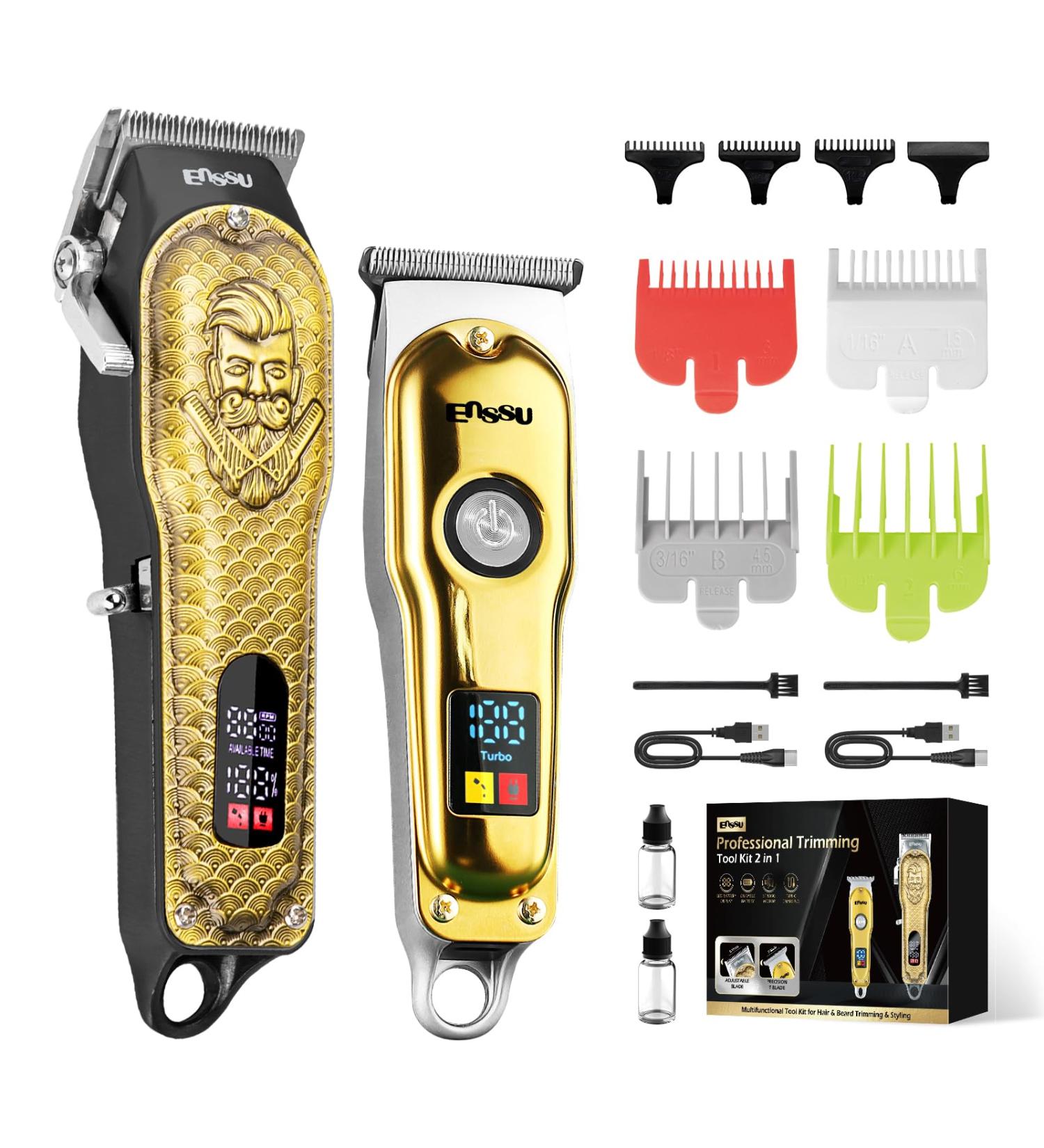 ENSSU Professional Cordless Hair Clippers for Men | LED Display Barber Clippers & Grooming Kit - International Shipping Available - Buy Online on GoSupps.com