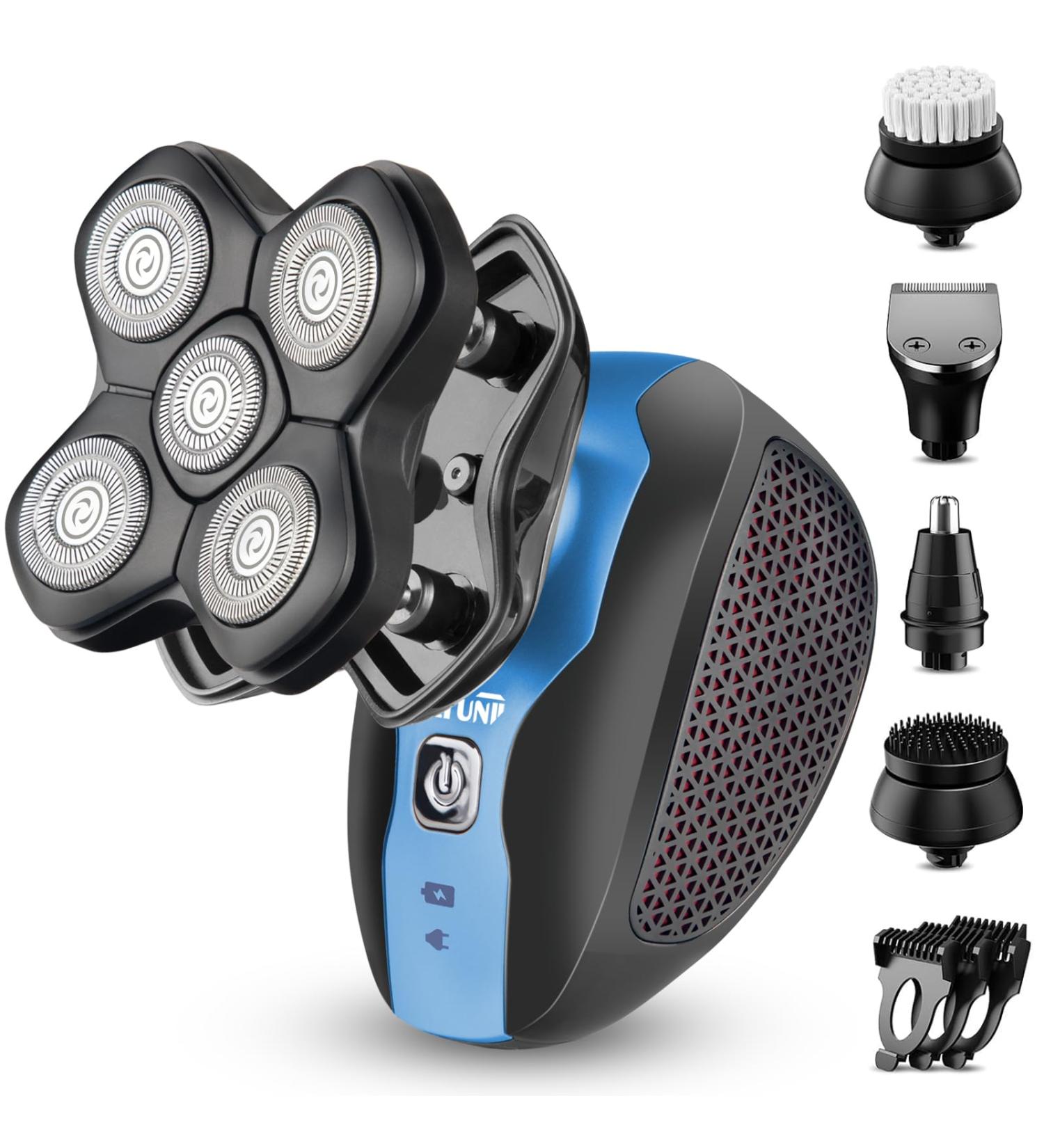 Upgrade Magnetic Head Shaver for Bald Men - Cordless 5-in-1 Electric Razor | IPX7 Waterproof Wet/Dry Grooming Kit | Easy Palm Shaver for a Smooth Shave - Buy Online on GoSupps.com