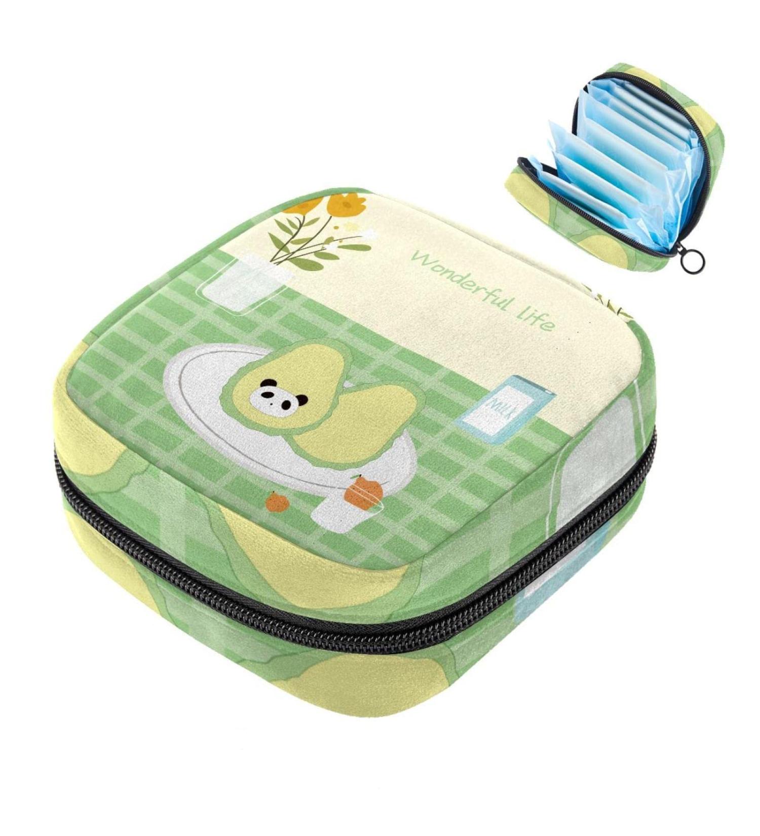 Menstrual Bag Zipper for Women & Girls - Avocado Green Tampon & Napkin Pouch - Buy Online on GoSupps.com