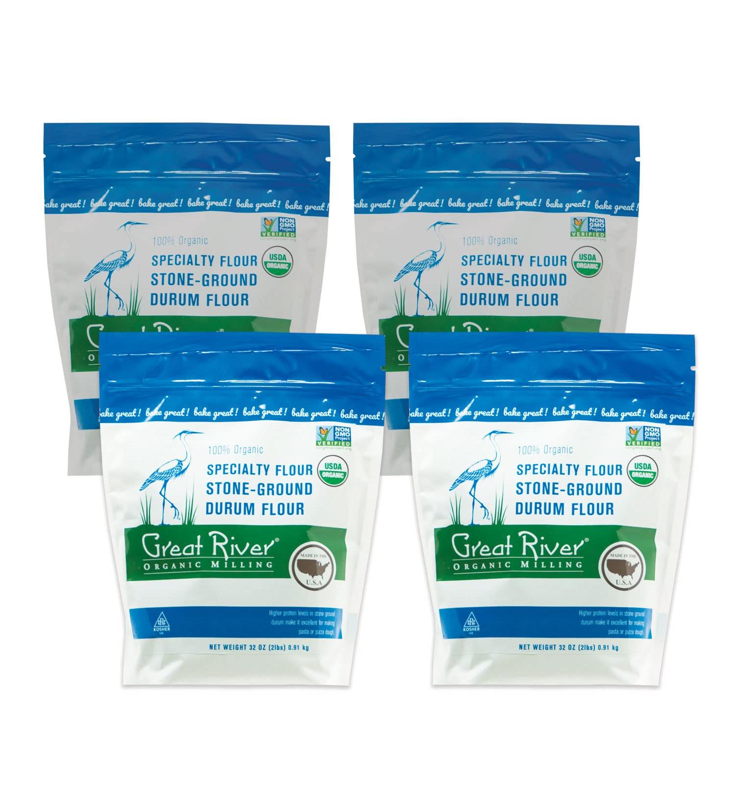 Great River Organic Milling Whole Grain Durum Flour - 8 lb, Stone Ground (4 pack) - Buy Online on GoSupps.com