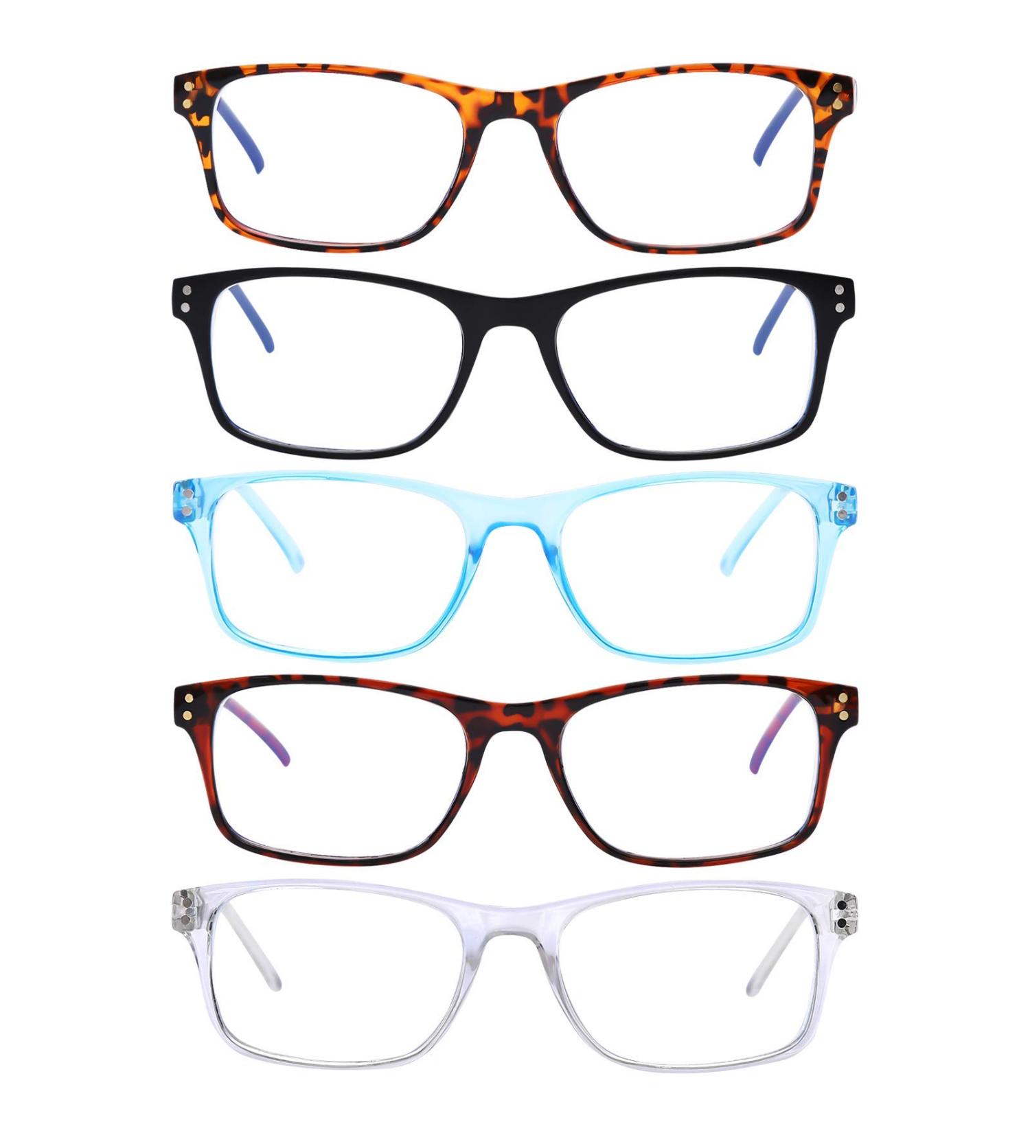 5-Pack Blue Light Blocking Reading Glasses for Men & Women - UV Protection Spring Hinge Eyeglasses (1.5x Mixed Colors - Buy Online on GoSupps.com