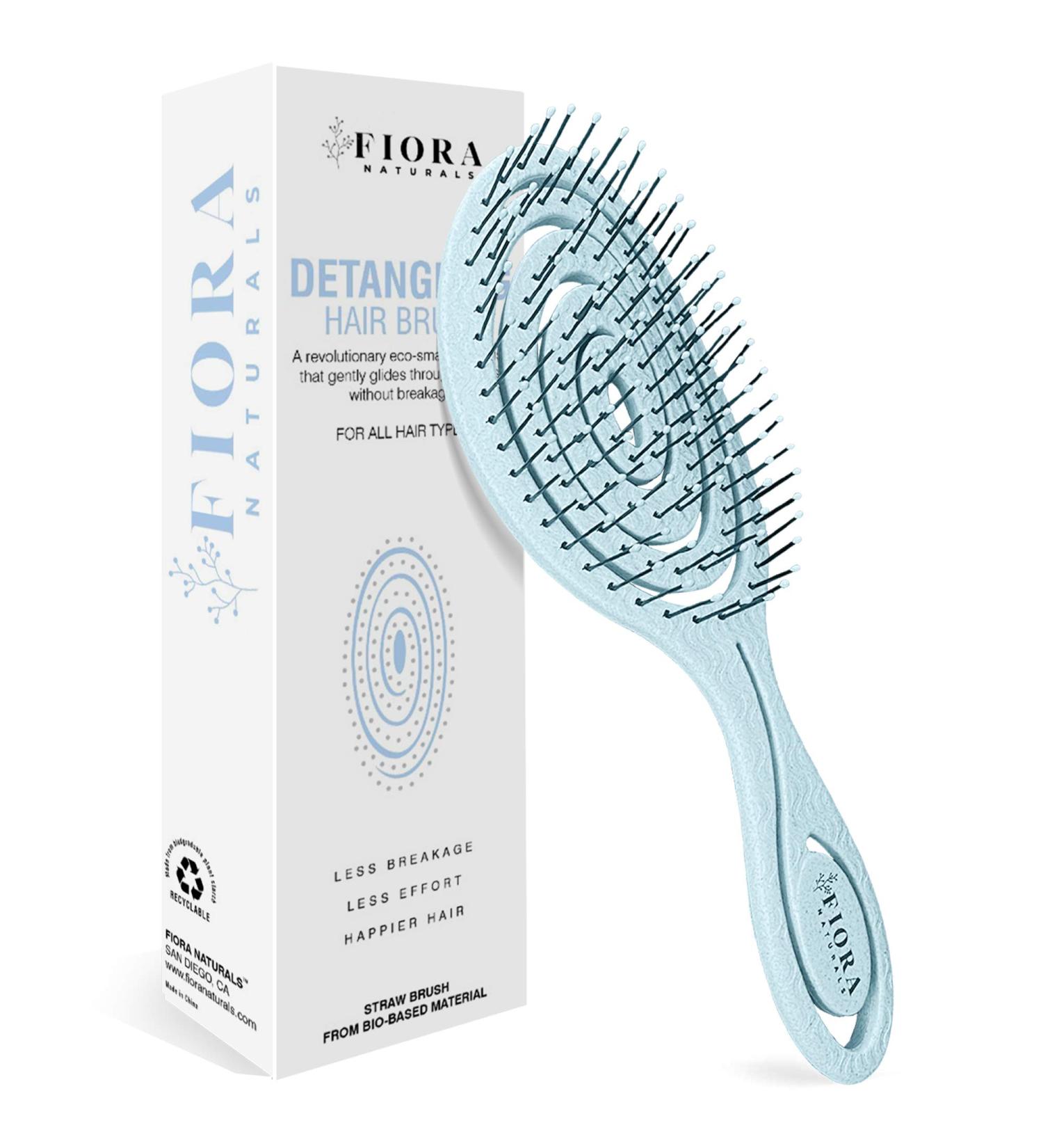 Fiora Naturals Hair Detangling Brush - Bio-Friendly Detangler for Curly & Straight Hair - Gentle Ultra-Soft Bristles - Suitable for Women, Men, Kids & Toddlers - Wet & Dry Hair - Spiral Ocean Design - 1 Count - Buy Online on GoSupps.com