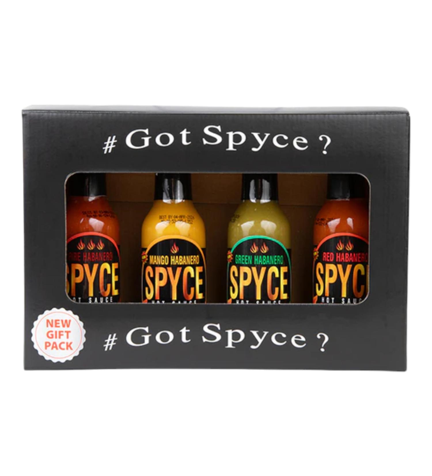 Spyce Hot Sauce Gift Box | Red Habanero | Mango Habanero | Green Habanero | Fire Habanero | 4 x 148mL