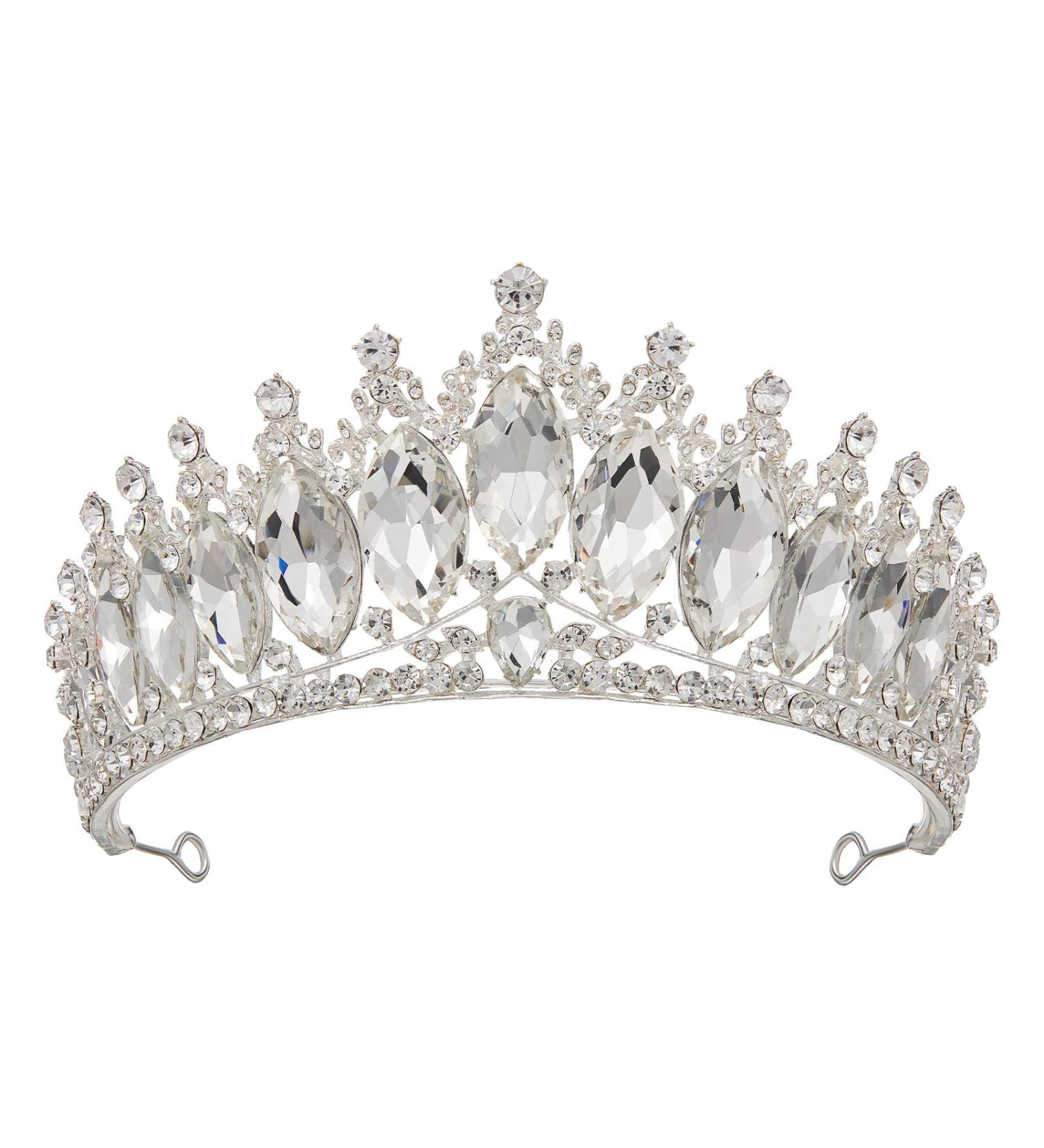 AW BRIDAL Silver Rhinestone Wedding Crown Tiara for Women - Princess Queen Bridal Tiara for Brides - Buy Online on GoSupps.com