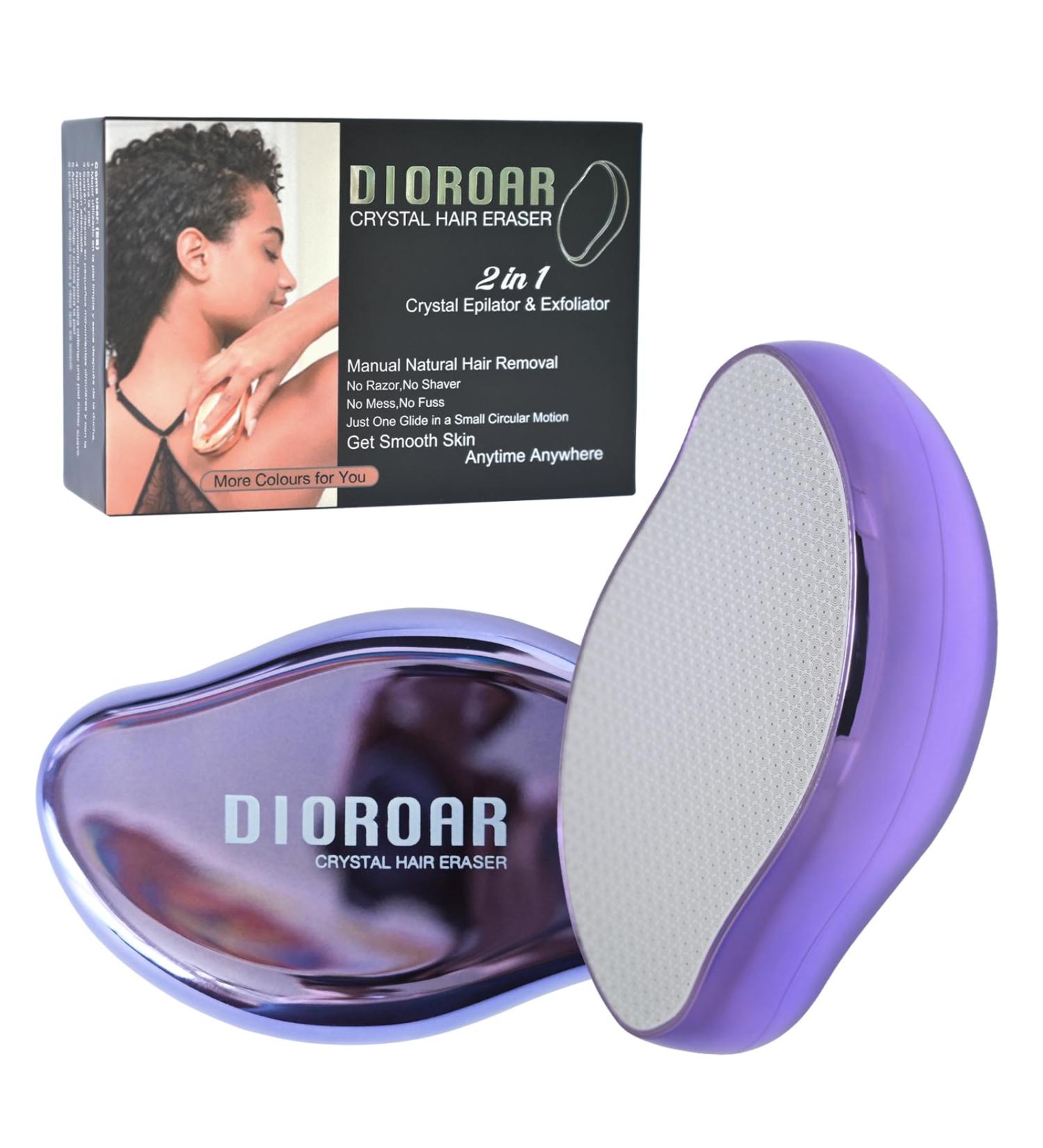 DIOROAR Crystal Hair Eraser Upgrade Crystal Hair Remover Physical Nano Glass Hair Removal Device Painless Epilator and Exfoliator for Quick Soft Silky Skin(Violet) - Buy Online on GoSupps.com