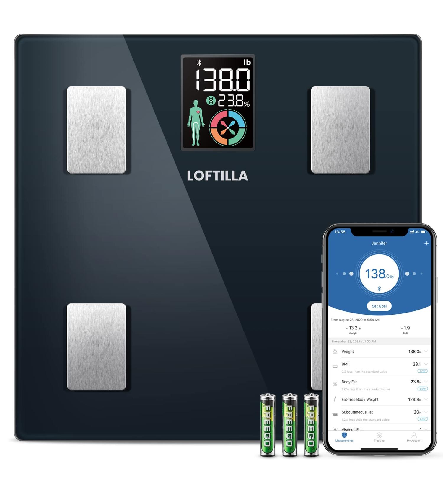 LOFTILLA Smart Body Weight Scale with Color LCD Screen - Upgraded Accuracy - 400lbs Capacity - Dark Blue - Buy Online on GoSupps.com