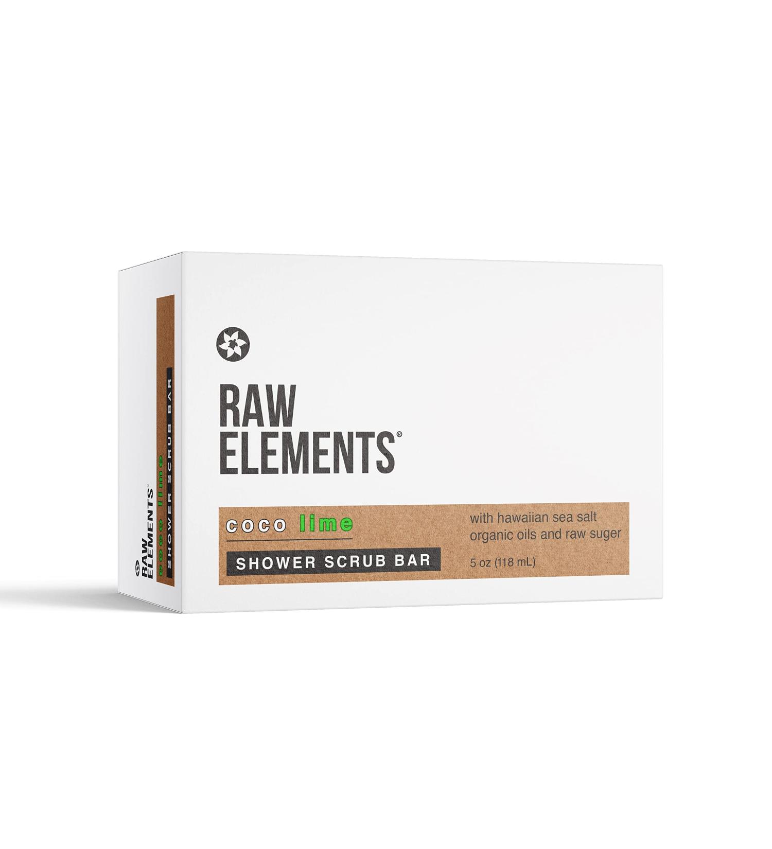 Buy Raw Elements Coco Lime Shower Scrub Bar - Organic Exfoliating Cleansing Body Scrub with Herbal & Coconut Lime Essential Oils - 3.5 oz - Buy Online on GoSupps.com