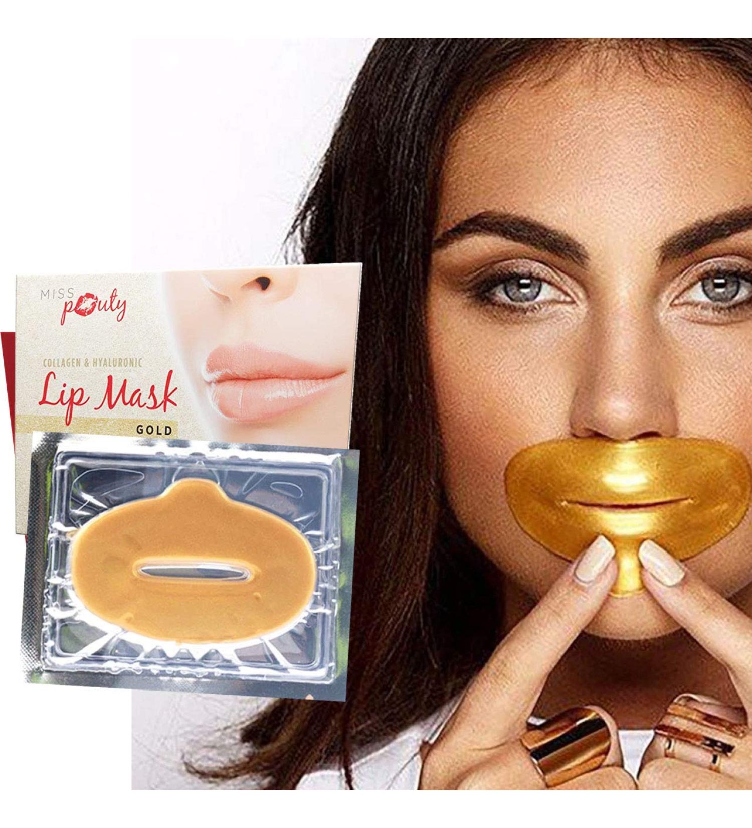 Gold Lip Mask x10 Collagen Hyaluronic Plumping Moisturising Soothing - Buy Online on GoSupps.com