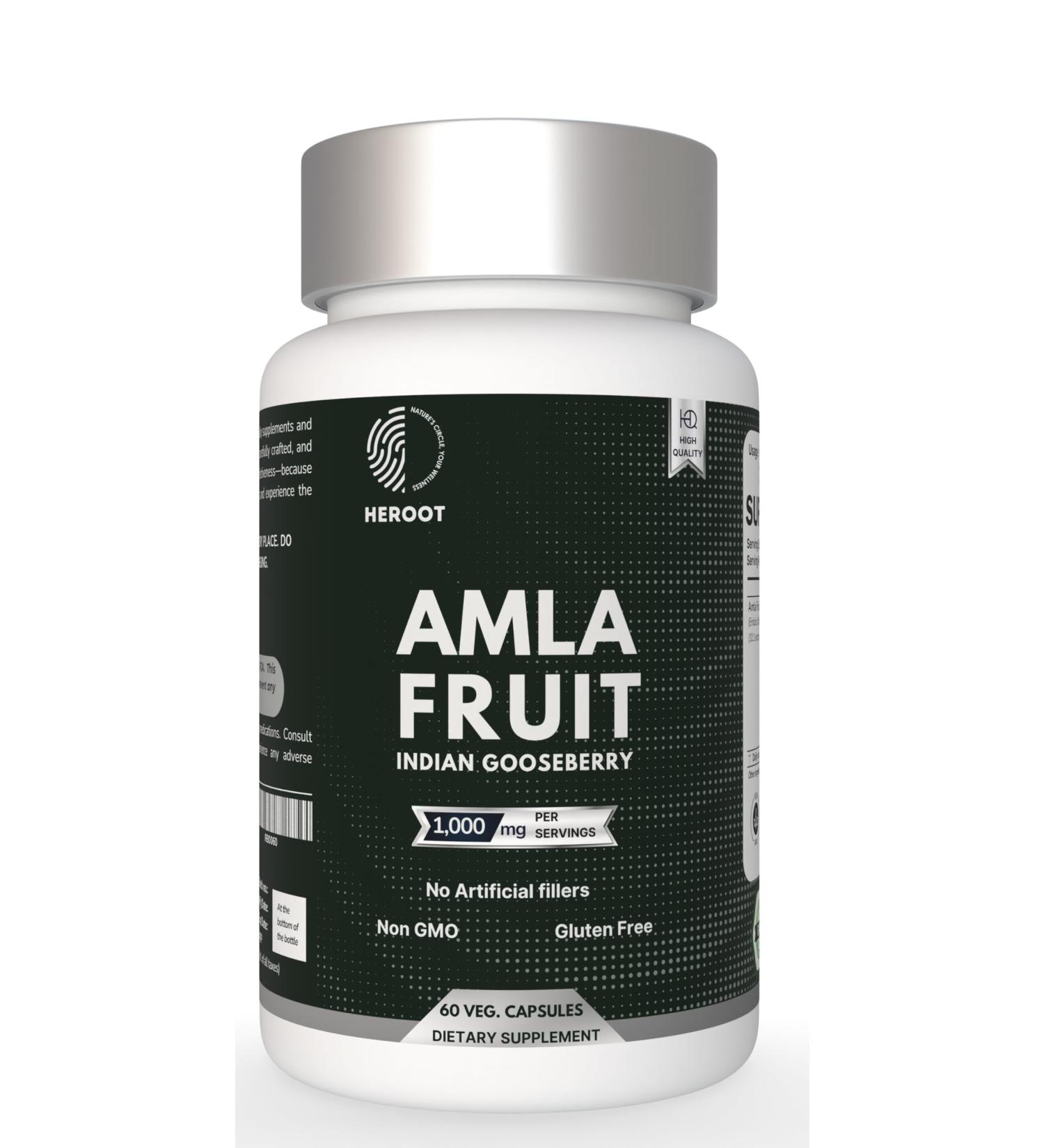 Organic Amla Capsules Natural Vitamin C Supplement for Immunity Skin and Hair Health 60 Capsules 60 Count (Pack of 1) - Buy Online on GoSupps.com