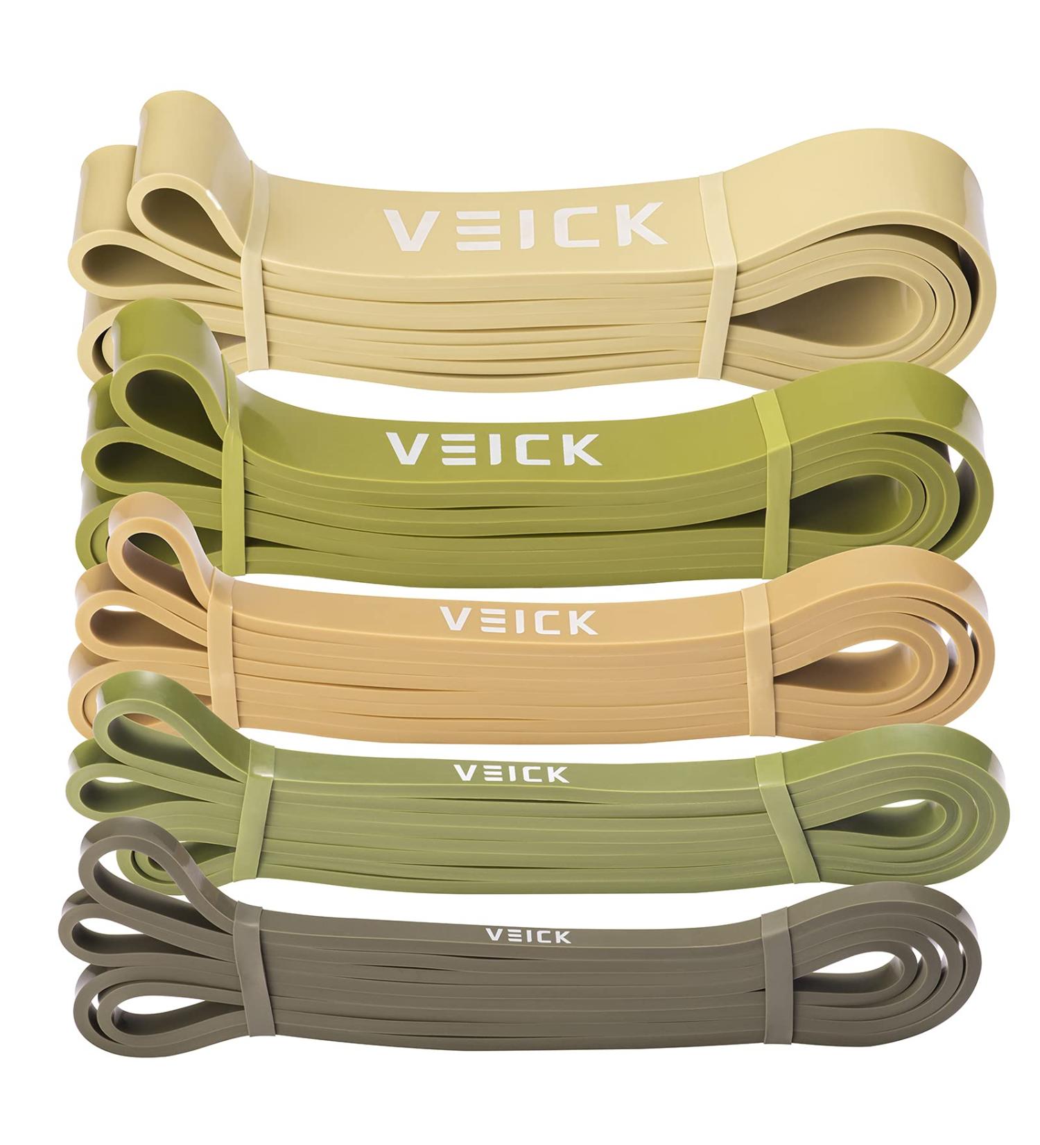 VEICK Resistance Bands Set - Pull Up Assistance & Workout Exercise Bands for Men and Women - Elastic, Power Weighted Long Bands for Stretching - Green Set of 5 - Buy Online on GoSupps.com