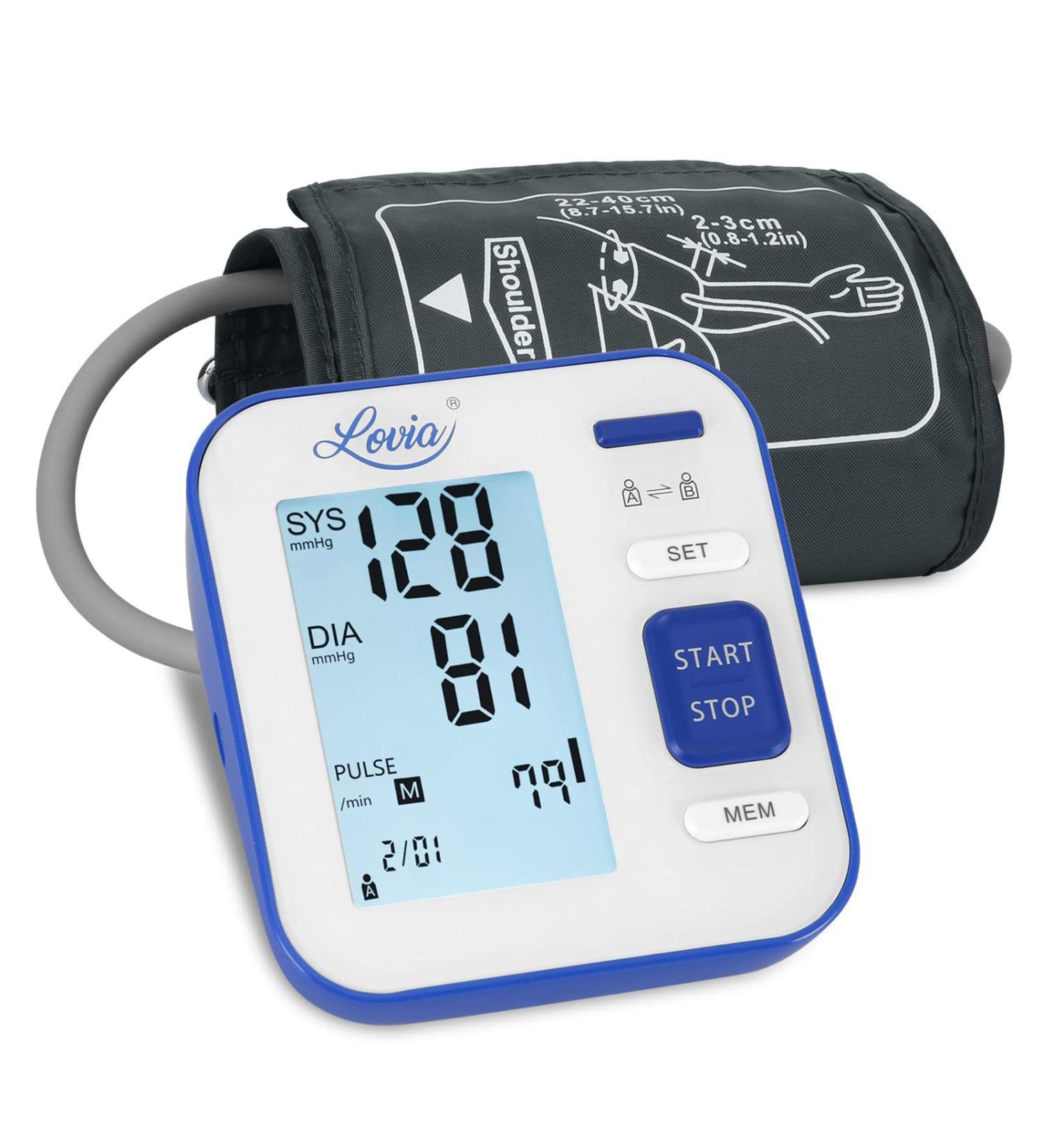 LOVIA Blood Pressure Monitor: Accurate Digital BP Machine for Home Use - 2120 Sets Memory, Pulse Rate Monitoring, Adjustable Cuff (22-40cm) - Buy Online on GoSupps.com