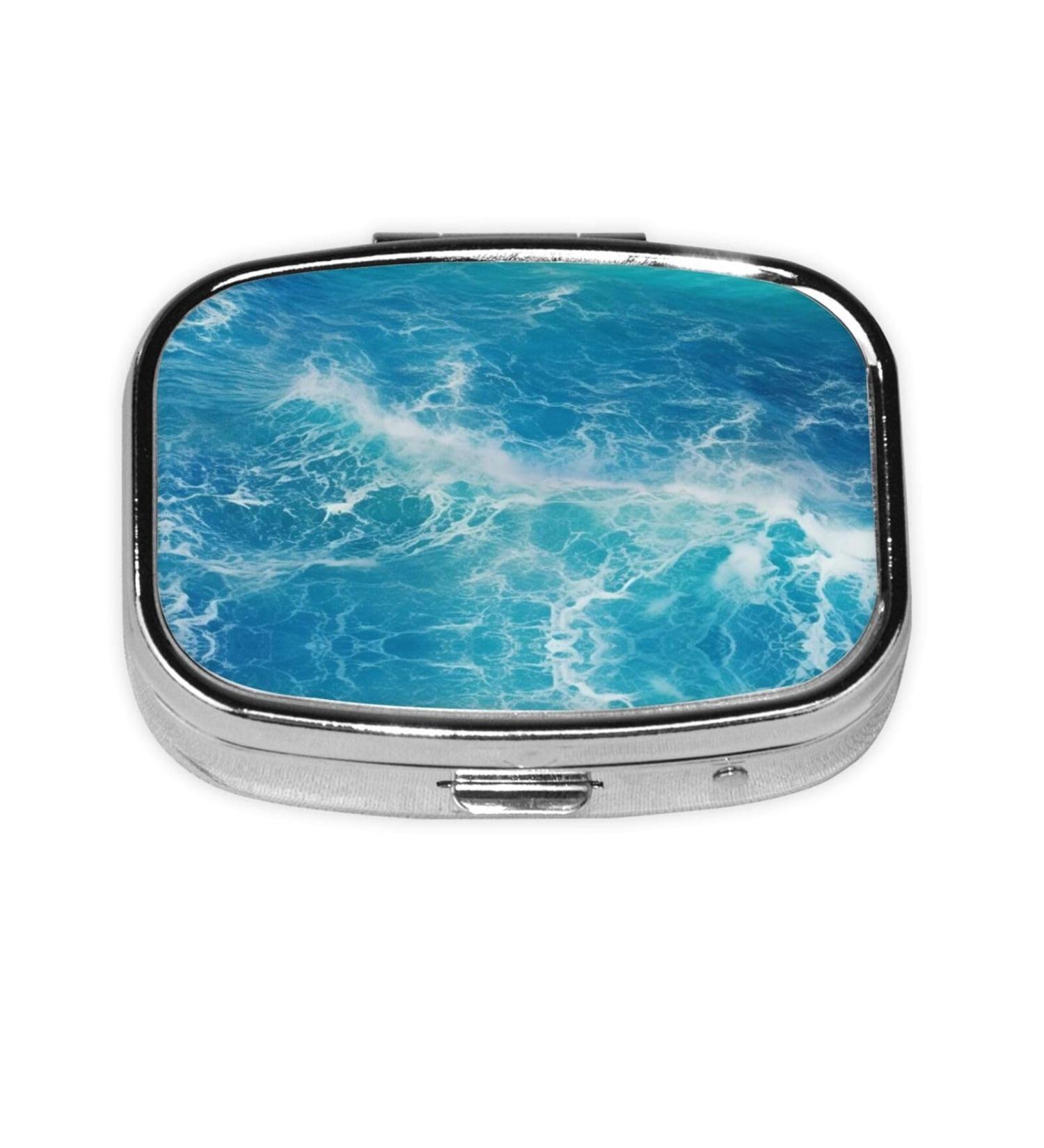 Tropical Ocean Beach Theme 2 Compartment Pill Case | Cute Travel Pill Box & Organizer for Purse | Perfect Gift - Buy Online on GoSupps.com