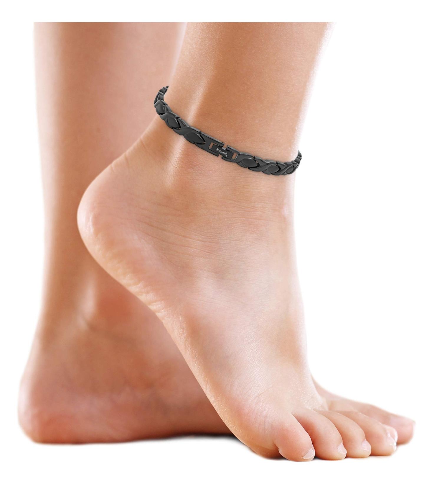 MagnetRX Ultra Strong Magnetic Anklet for Women - Titanium Black Magnetic Anklet for Pain Relief & Wellness - Buy Online on GoSupps.com