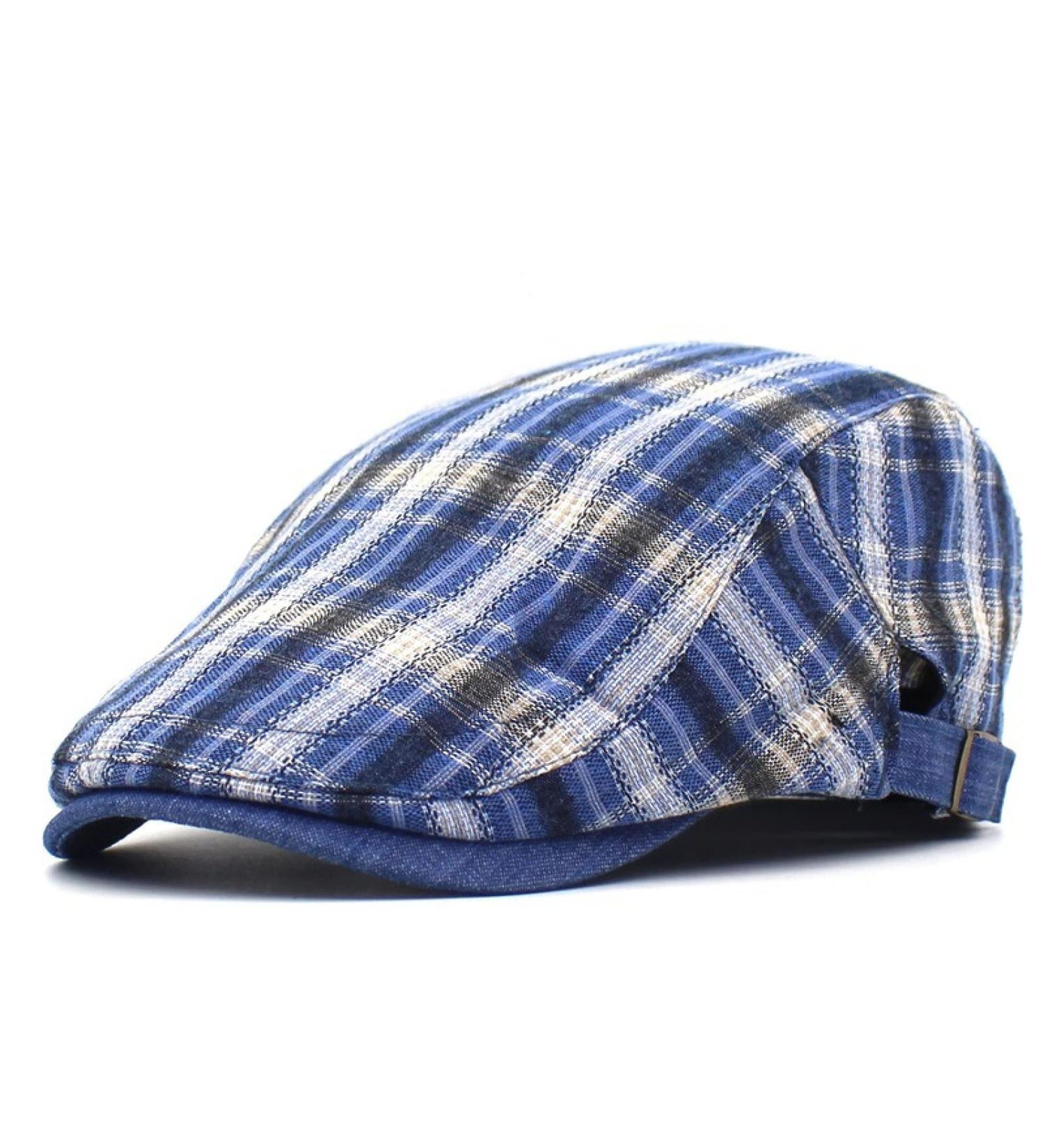 Spring Summer Plaid Newsboy Hat for Men and Women - Sky Blue, 55-61cm - Buy Online on GoSupps.com
