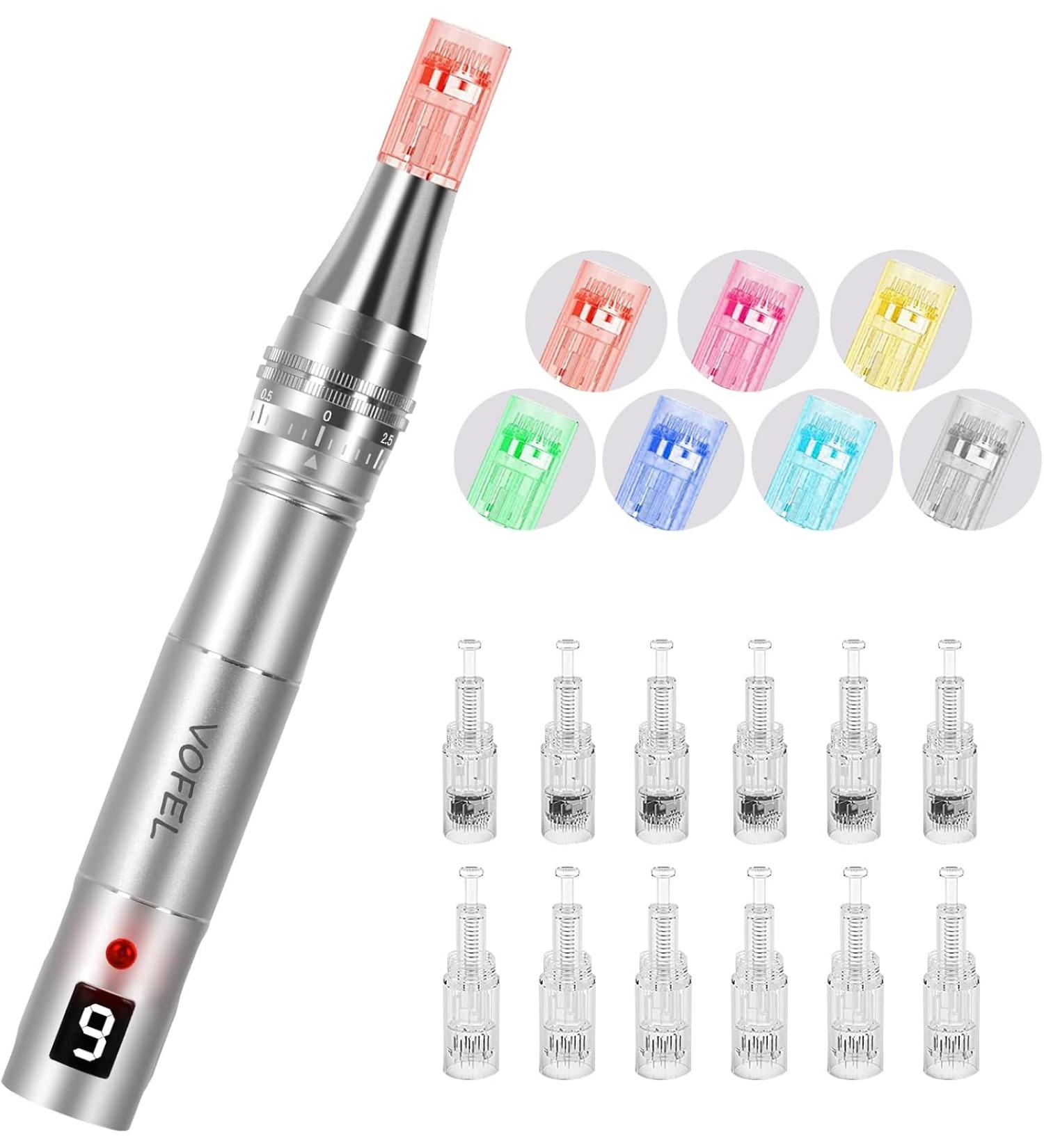 VOFEL Microneedling Pen Microneedle Derma Roller Pen for Face Home Use with Replacements 12 Pcs - Buy Online on GoSupps.com