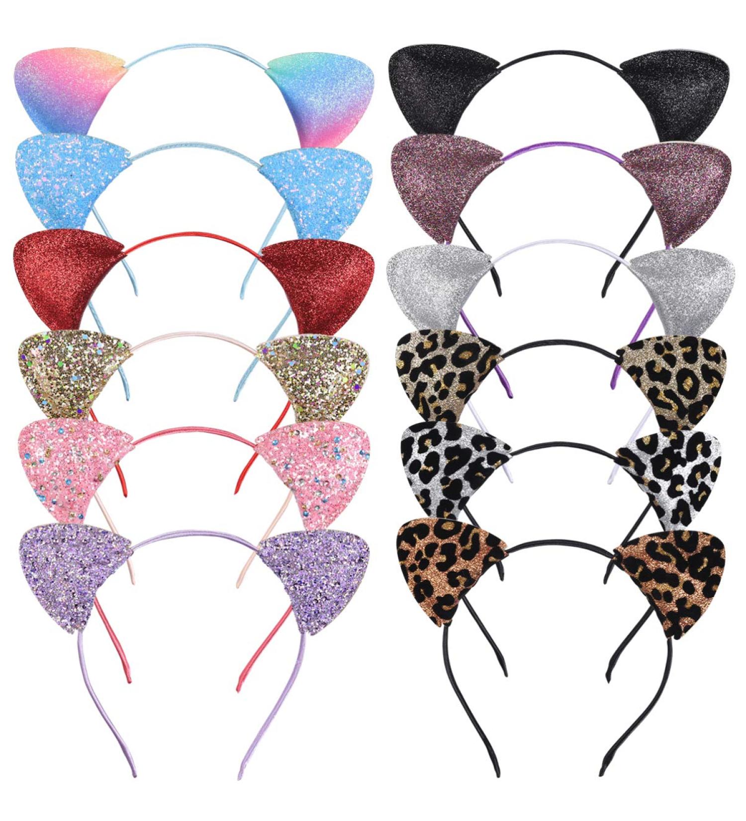Frcolor Cat Ears Headband - 12 Pack Glitter Sequin Ears for Parties | Metal Hair Bands - Buy Online on GoSupps.com