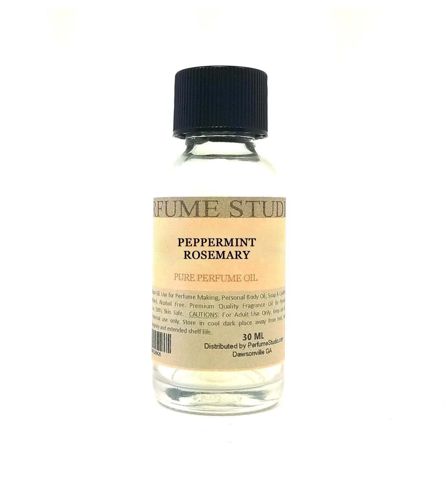 Pure Perfume Oil for Perfume Making Personal Body Oil Soap Candle Making & Incense Splash-On Clear Glass Bottle. Premium Quality Undiluted & Alcohol Free (1oz Peppermint Rosemary)