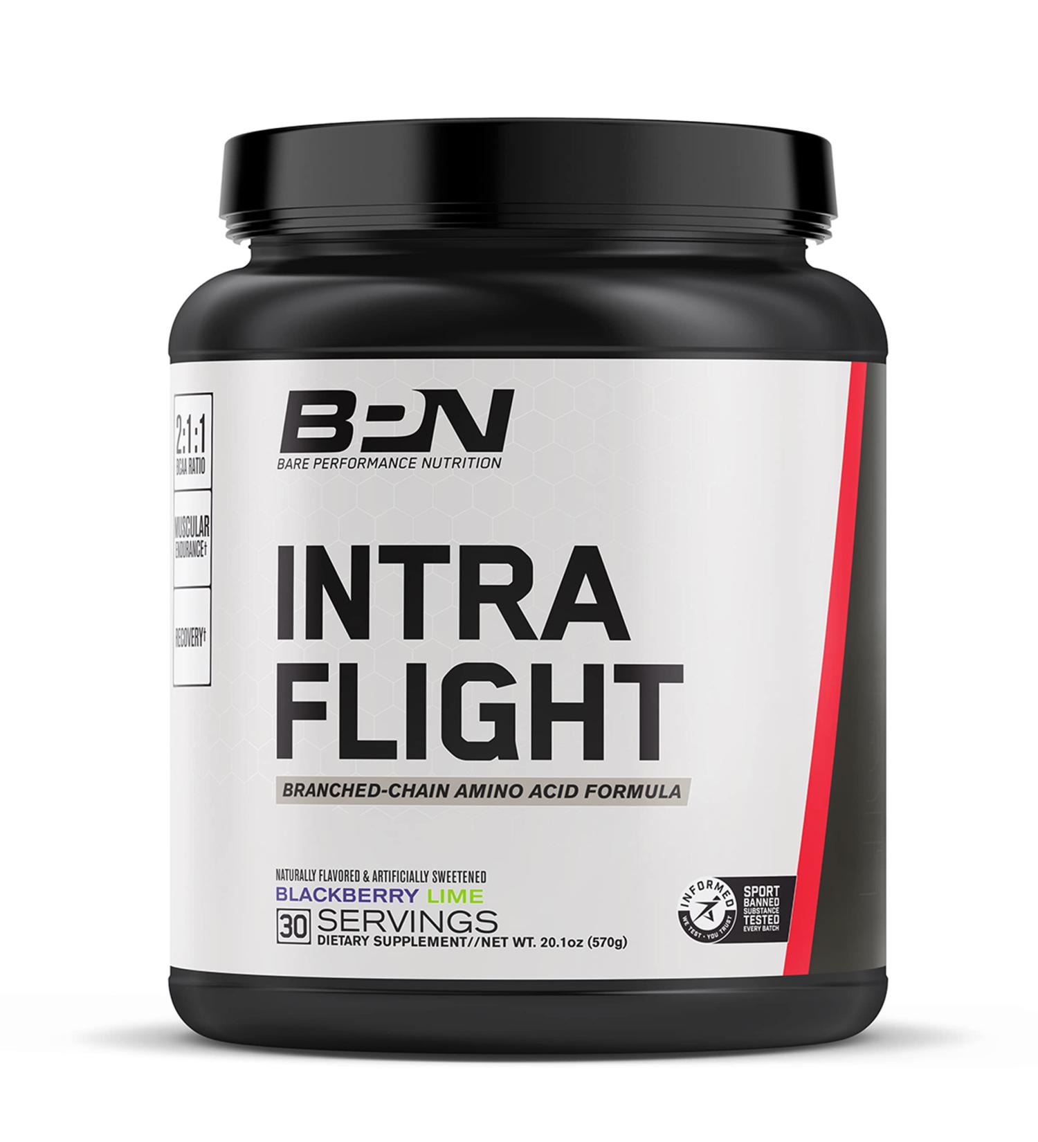 Bare Performance Nutrition Intra-Flight BCAA Supplement - Ultimate Endurance Formula, Increase Stamina and Recovery - 30 Servings, BlackBerry Lime - Buy Online on GoSupps.com