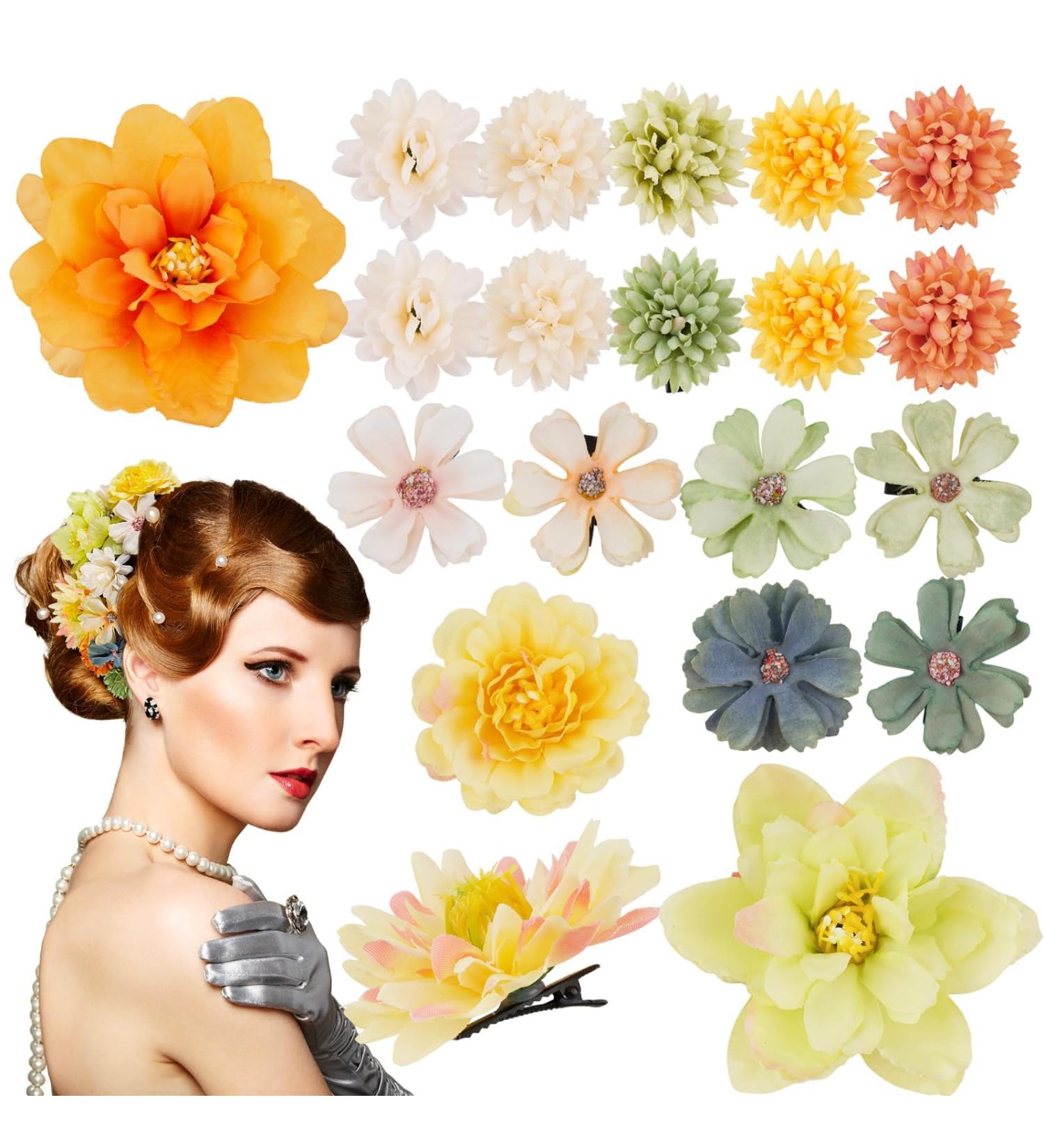 BOFUNX 20 Pieces Flower Hair Clips - Stylish Hair Accessories for Girls Women and Parties | Perfect for Weddings and Special Occasions - Buy Online on GoSupps.com