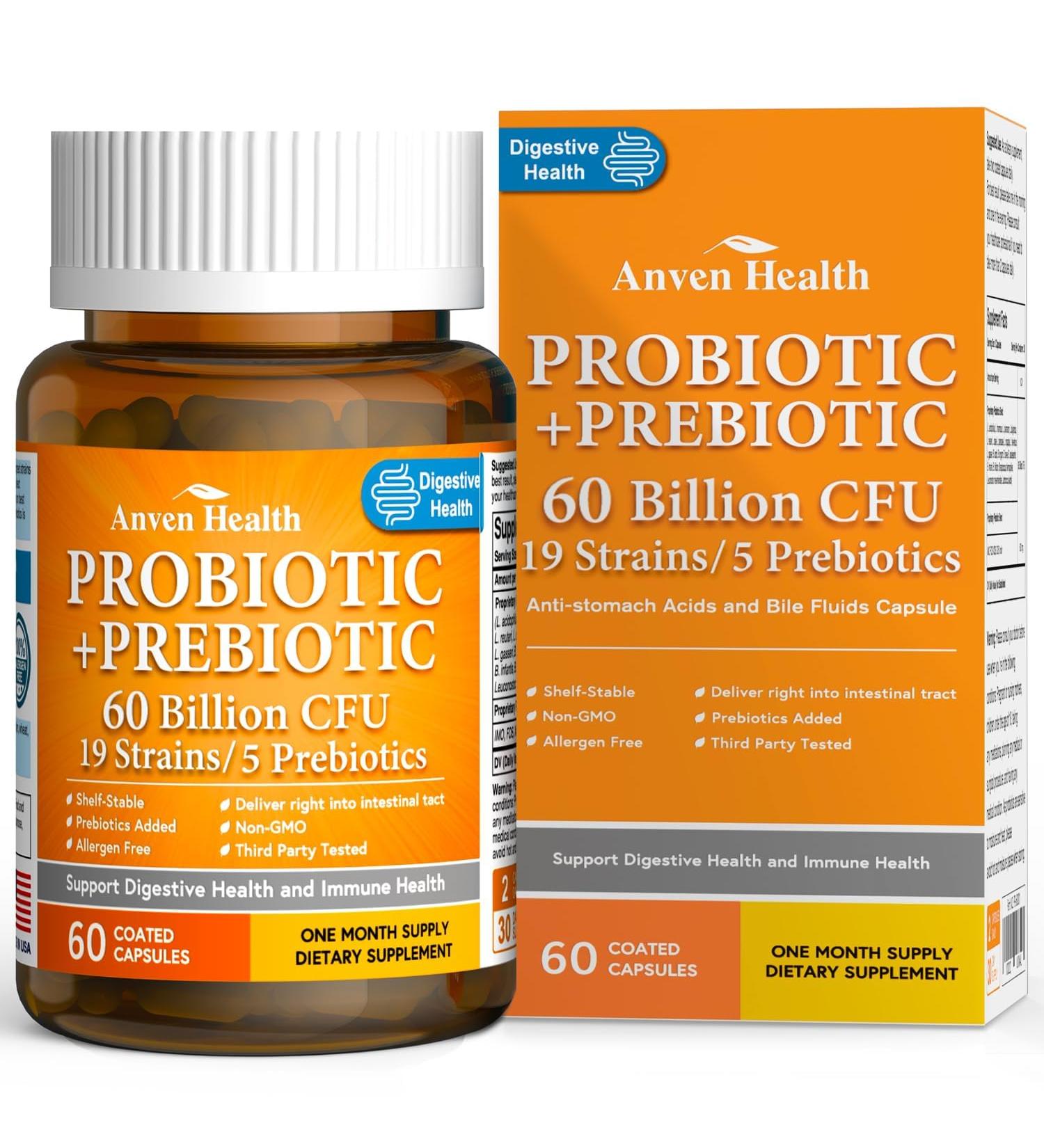 60 Billion Probiotic and Prebiotic for Women and Men - 19 Strains 5 Organic Prebiotics for Gut Digestive & Immune Health Supports Diarrhea Gas Bloating Non-GMO Made in USA 60 Caps 60 Count (Pack of 1) Probiotic - Buy Online on GoSupps.com