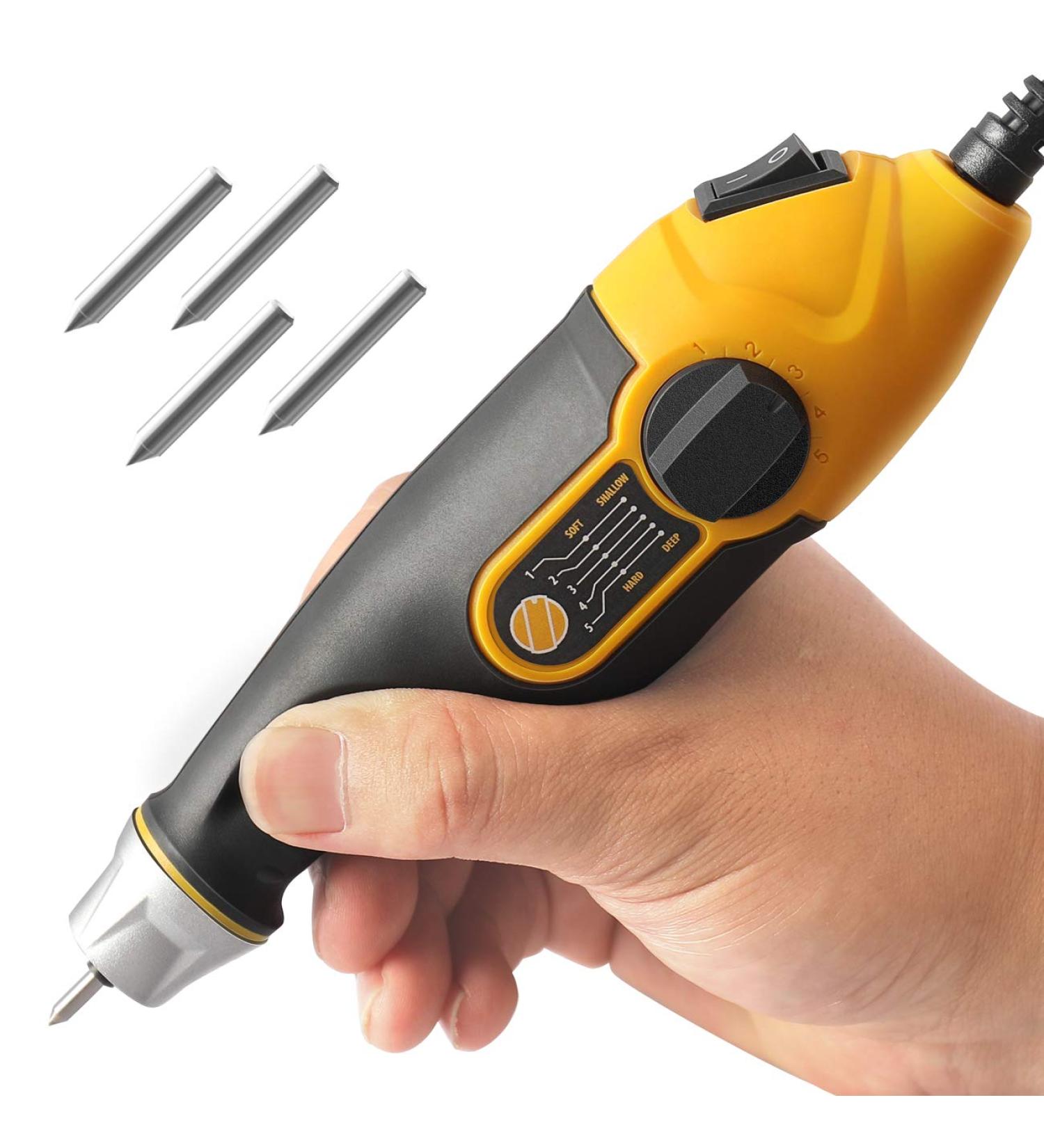 UTOOL Engraver Pen with Letter/Number Stencil  24W Handheld Etching Tool for Wood Metal Glass Engraving with 4 Replaceable Tungsten Carbide Steel Bits - Buy Online on GoSupps.com