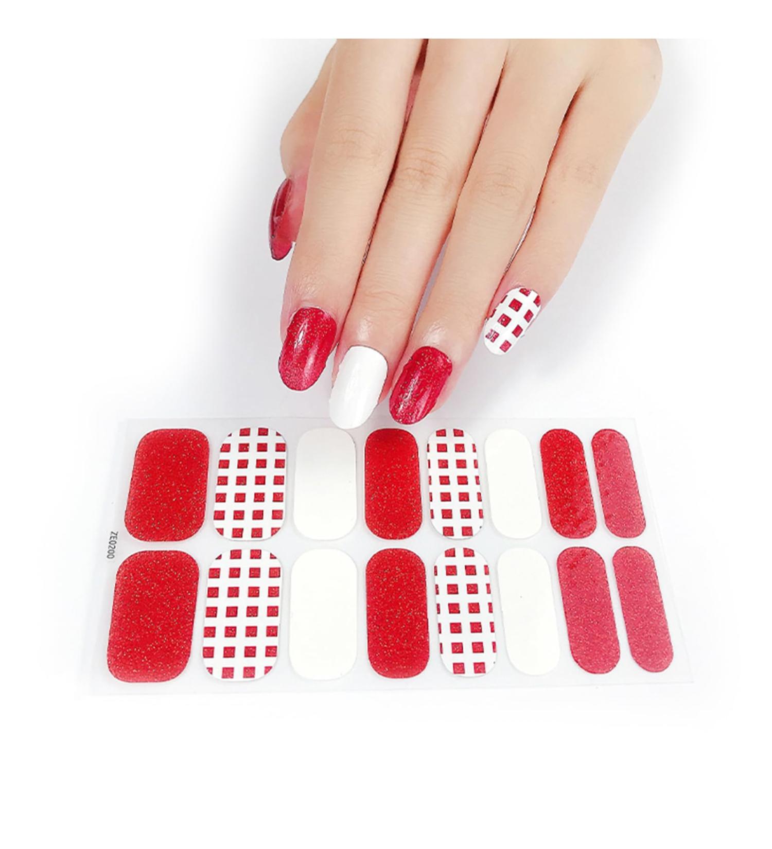 Glitter Cow Pattern Semi Cured Gel Nail Polish Strips Self Adhesive Full Nail Wraps Nail Polish Stickers Semi Cured Gel Nail Polish Strips J - Buy Online on GoSupps.com