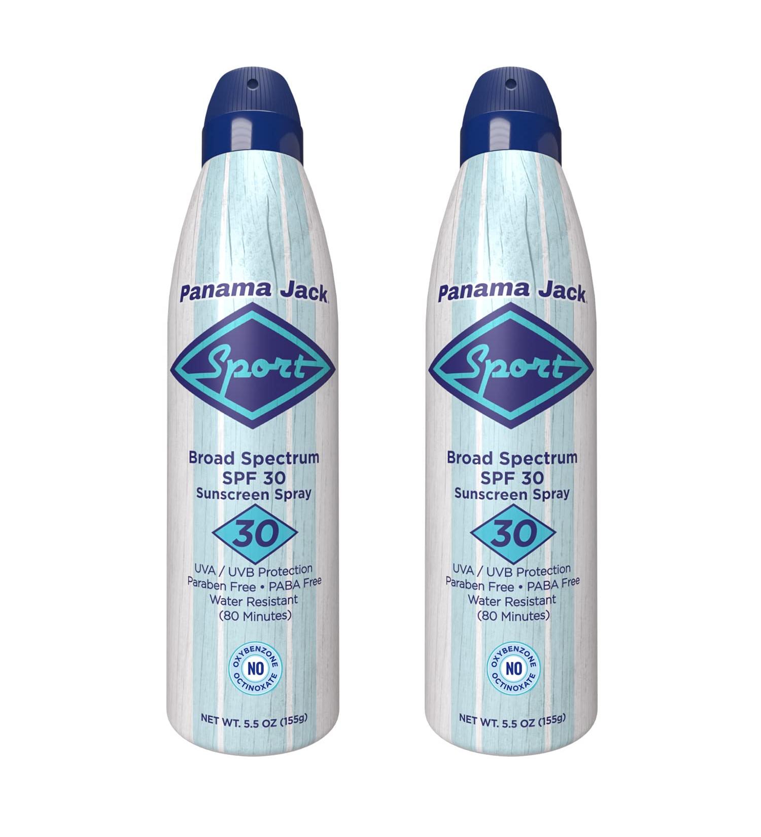Panama Jack Sport Sunscreen Spray - SPF 30 Broad Spectrum UVA/UVB Protection PABA Paraben Gluten & Cruelty Free Water Resistant (80 Minutes) 5.5 OZ (Pack of 2) 5.5 Ounce (Pack of 2) - Buy Online on GoSupps.com