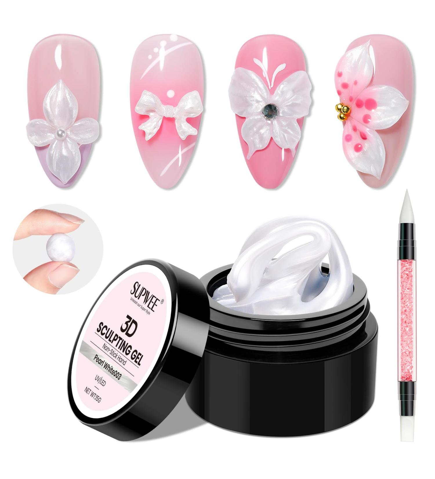  SUPWEE Solid Builder Nail Gel 15g Non-Stick 3D Pearly White Sculpting for 3D Nail Art DIY at Home - Buy Online on GoSupps.com