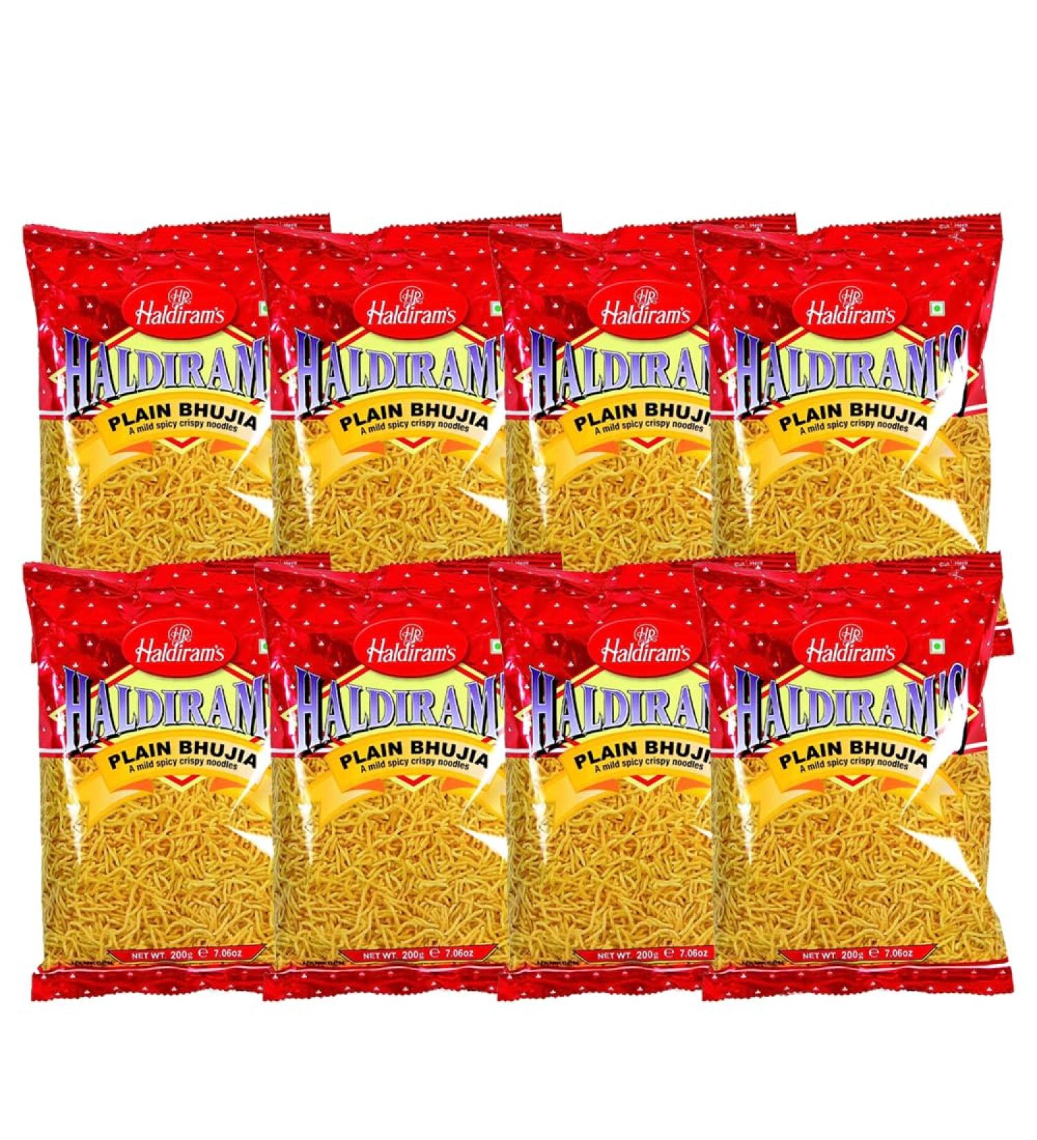 Haldiram's | Plain Bhujia 200G | Popular Indian Savouries | Treat for Every Occasions | Indian Origin | Pack Of 8