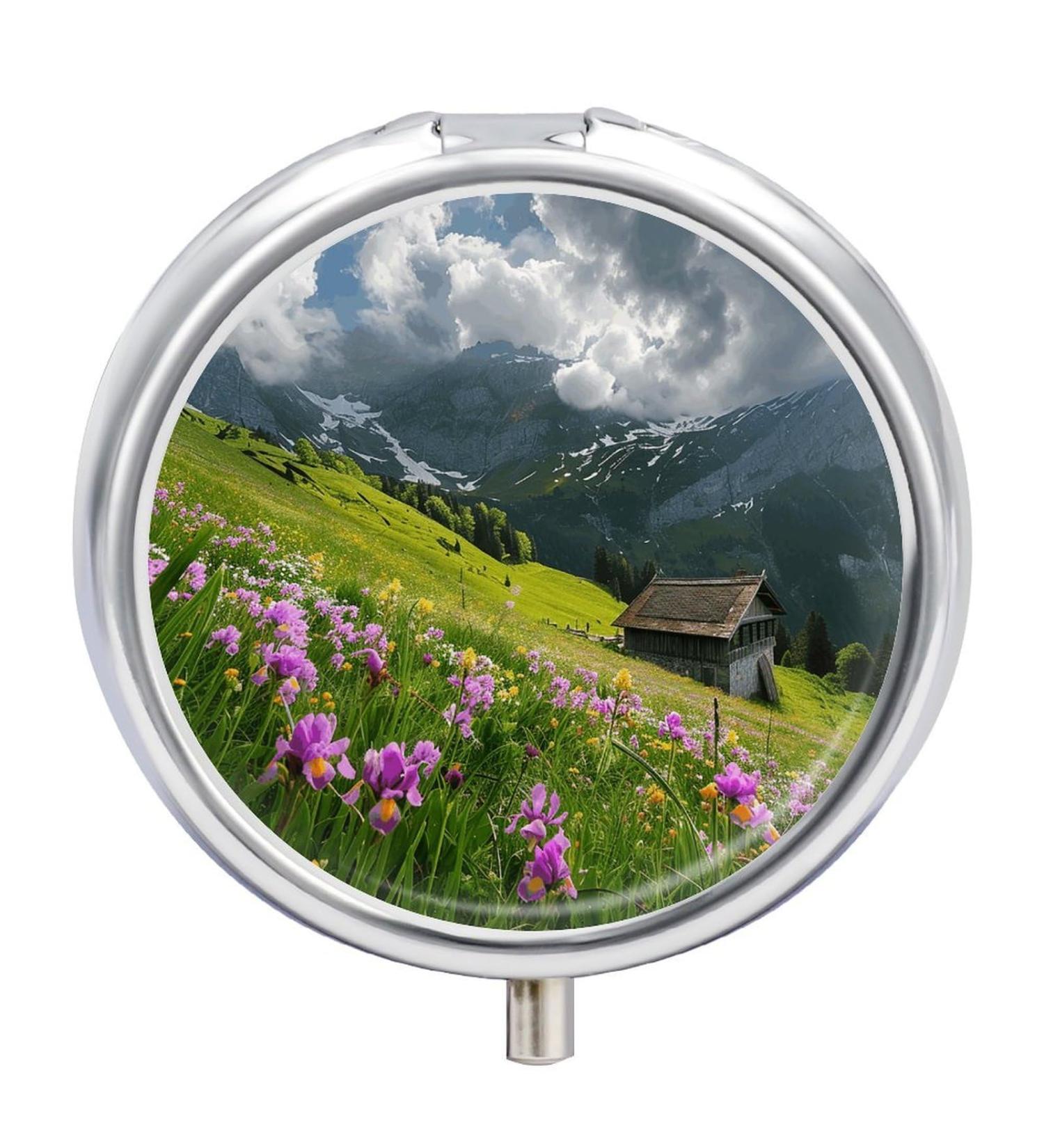 Travel Pill Box with Wildflowers | 3 Compartment Portable Pill Organizer for Purse & Pocket - Buy Online on GoSupps.com