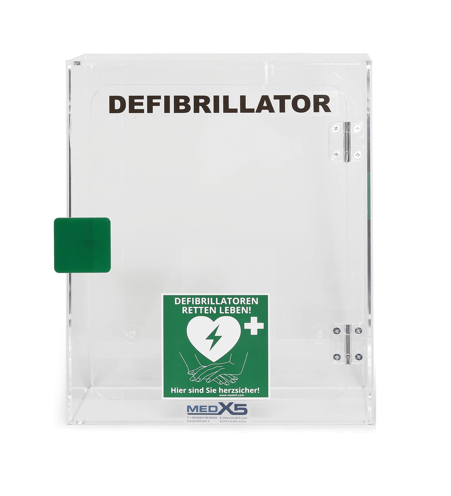 MedX5 Defibrillator Acrylic Glass Wall Box - Indoor Use with Defi Location Sign - No Alarm - Secure Your Space - Buy Online on GoSupps.com