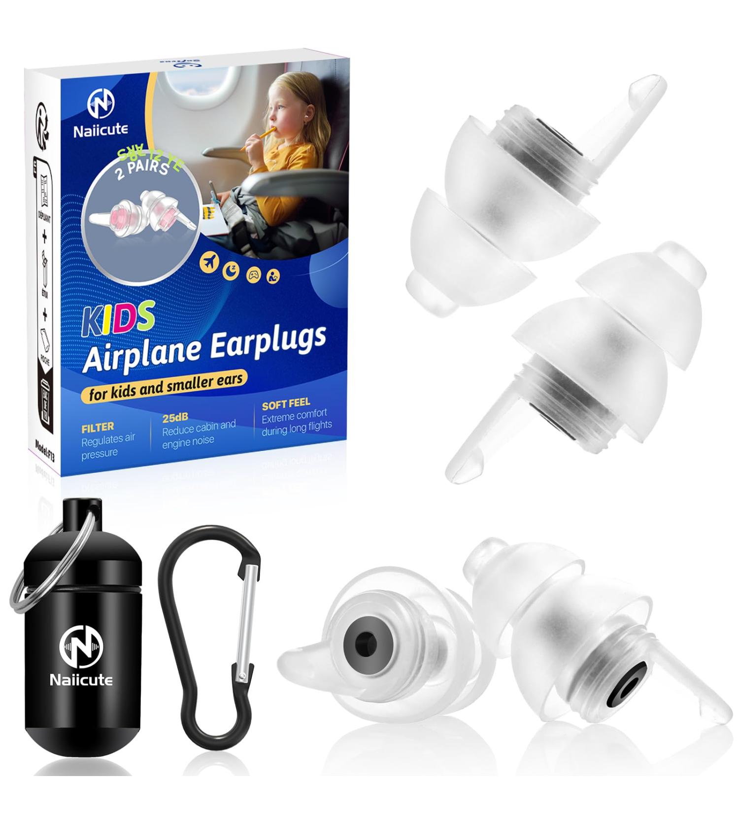 Naiicute Earplugs for Kids (6-12) - 2 Pairs 25dB Noise Reduction Pressure Relief for Air Travel Reusable for Home School & Leisure - Buy Online on GoSupps.com