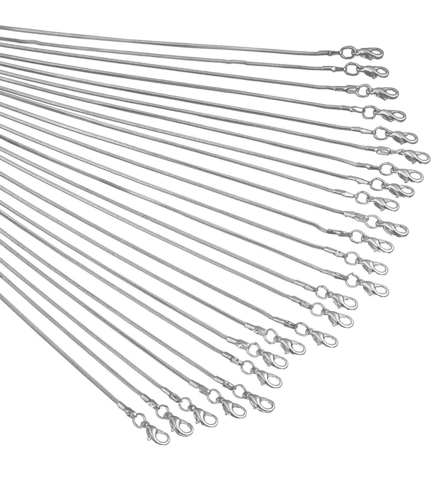 24pcs 18 inch 925 Silver Plated 1.2mm DIY Snake Chain Necklace with Lobster Clasps - Perfect for Jewelry Making - Buy Online on GoSupps.com