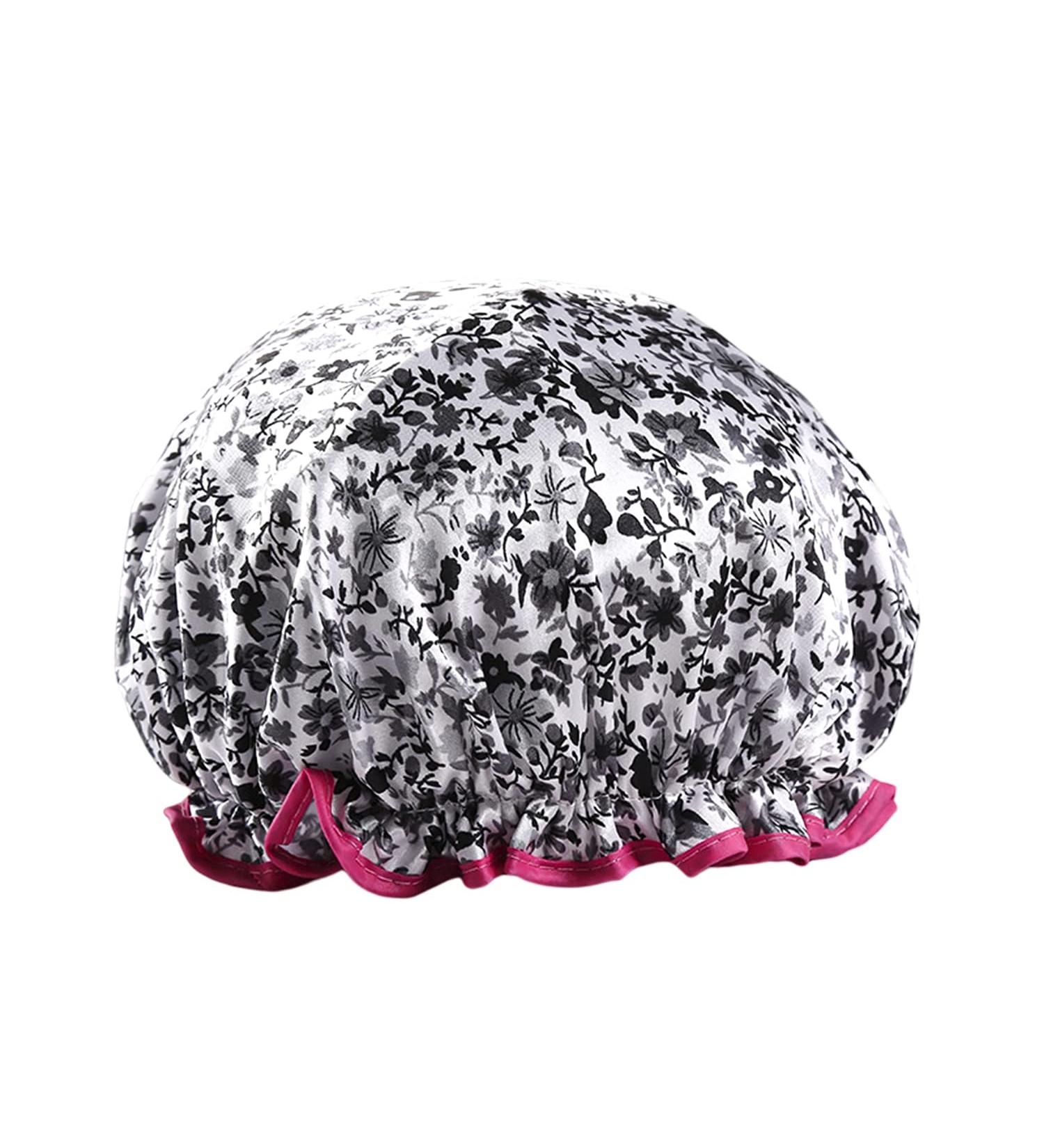 Reusable Waterproof Shower Cap - Double Thickening Bath Cap (Flower Design) - Buy Online on GoSupps.com