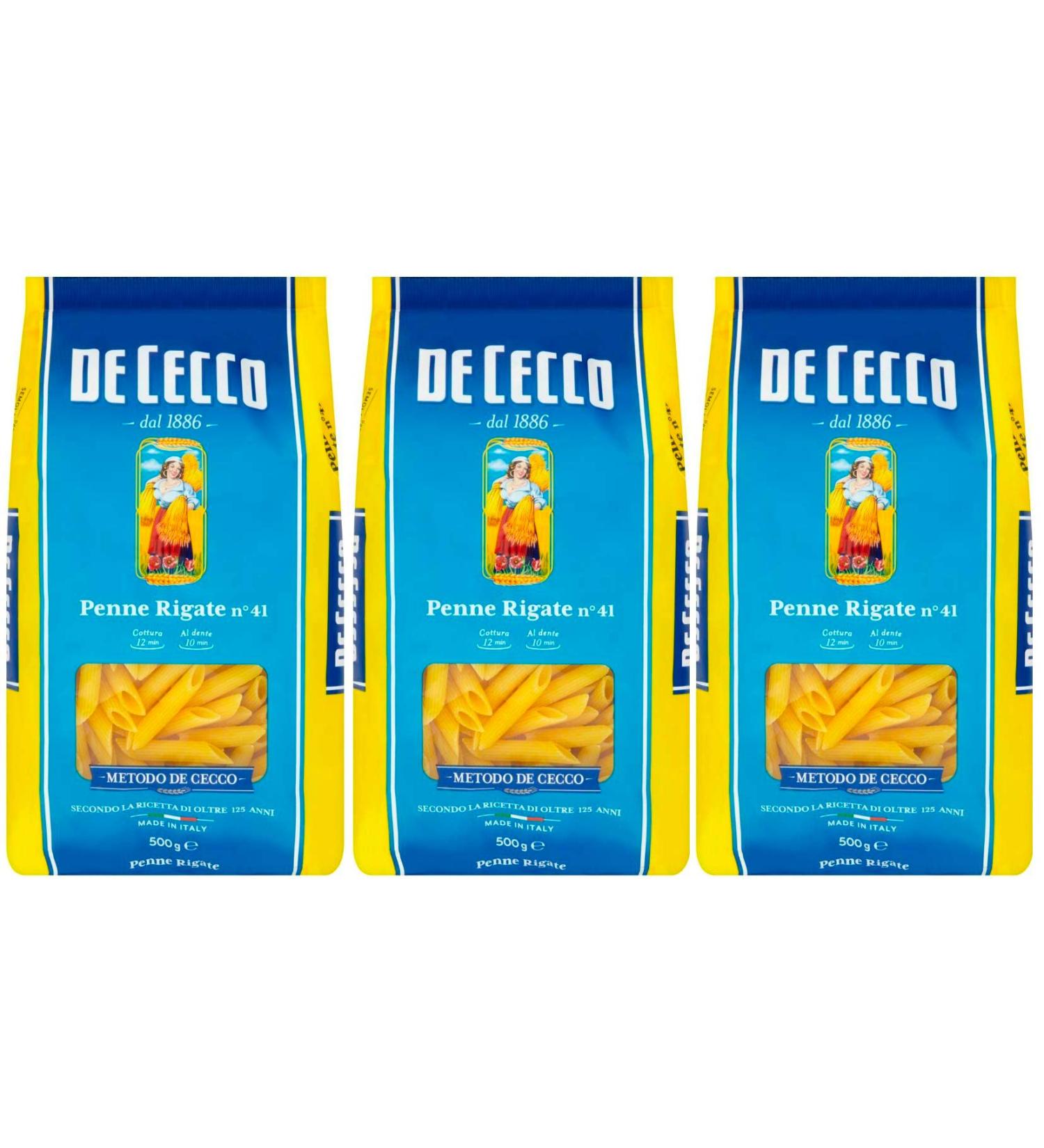 Zeus Party De Cecco Rigate Penne No. 41 Hard Grain Sole Paste 500 g 3 Packs