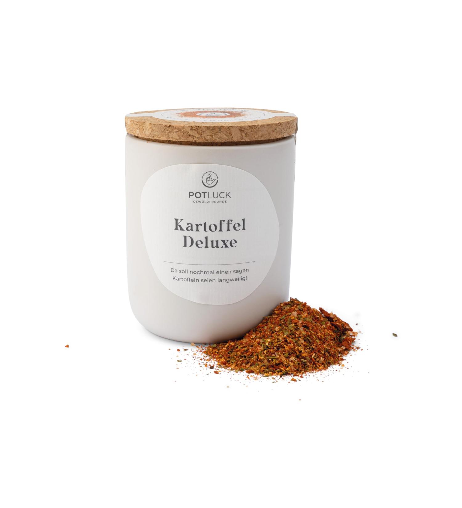 Potluck Potato Deluxe Spice Mix | Vegan Gluten-Free Ceramic Pot | 80g Natural Ingredients - International Shipping Available - Buy Online on GoSupps.com