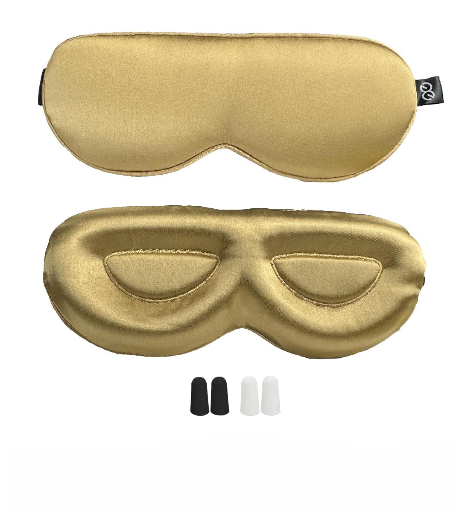 PROMEED 23 Momme Mulberry Silk Sleep Mask - Soft 3D Contoured Eye Mask for Ultimate Comfort | Adjustable Blackout Sleeping Mask for Women & Men - Gold - Buy Online on GoSupps.com