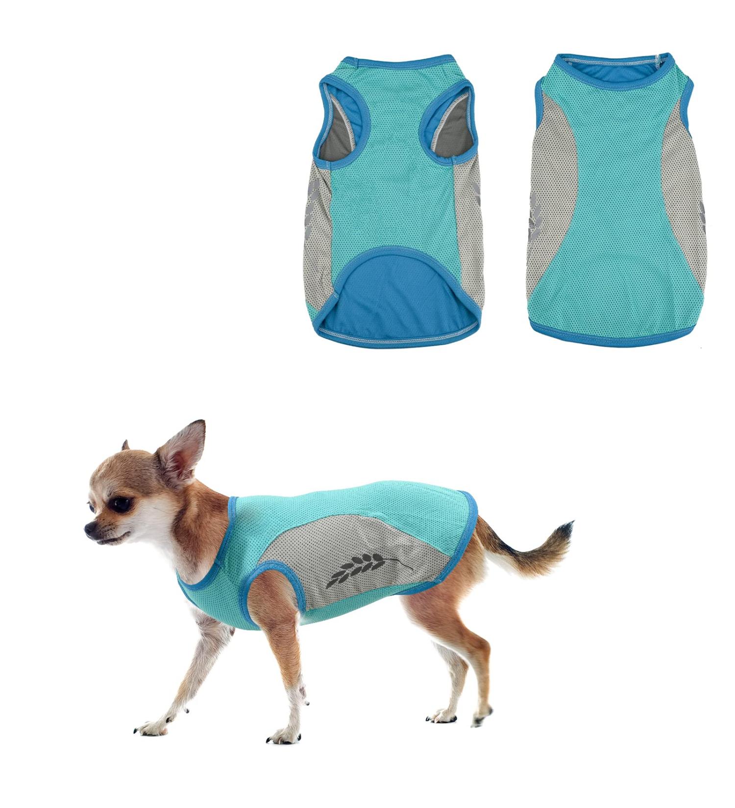 Dog Cooling Vest - Lightweight & Breathable Summer Jacket for Small to Medium Dogs | Reflective Stripes & ICE Cooling T-Shirt in Green - Buy Online on GoSupps.com