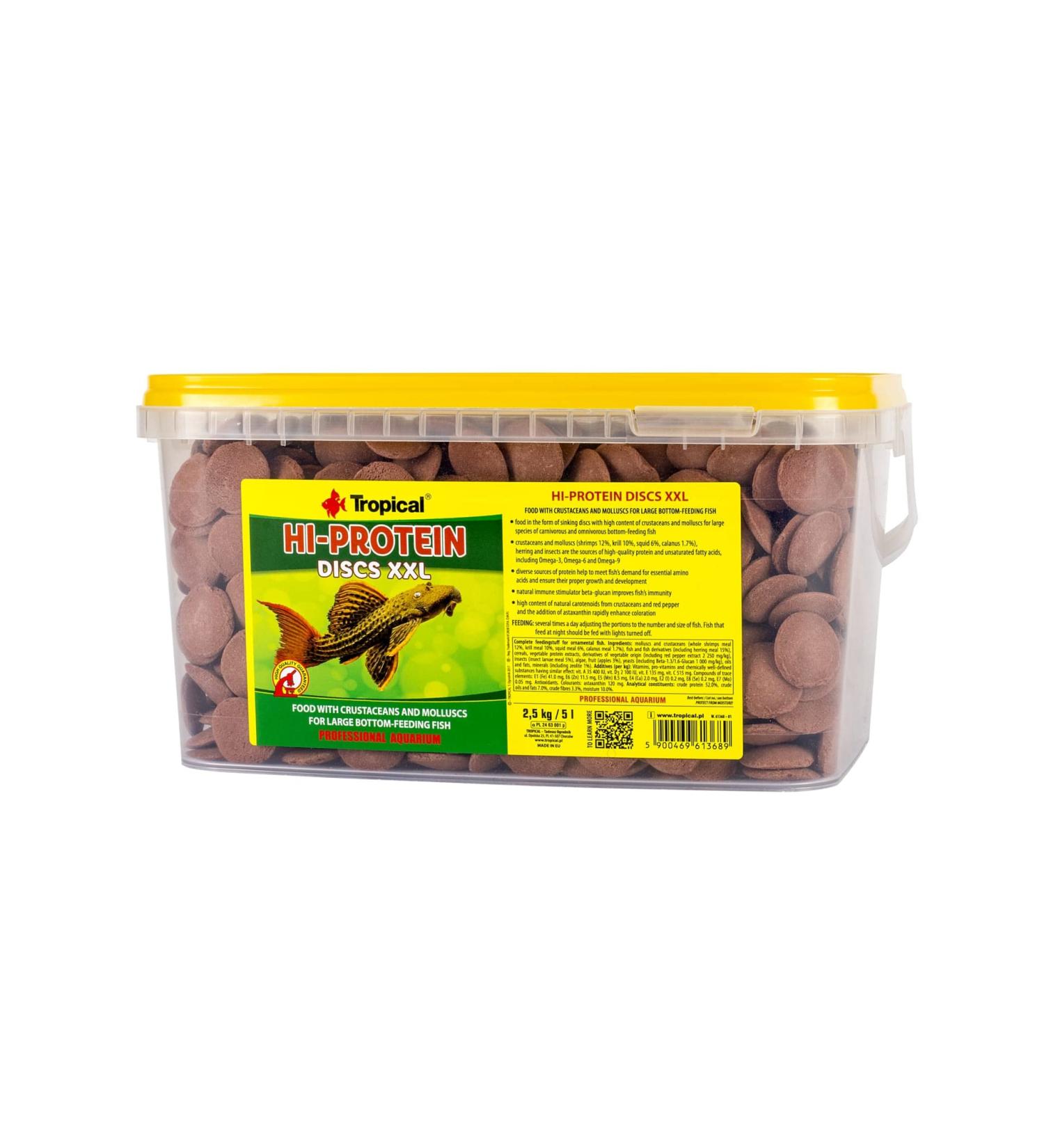 Hi-Protein Discs XXL 5L / 2.5kg - Food with crustaceans and molluscs for large fish that eat the bottom
