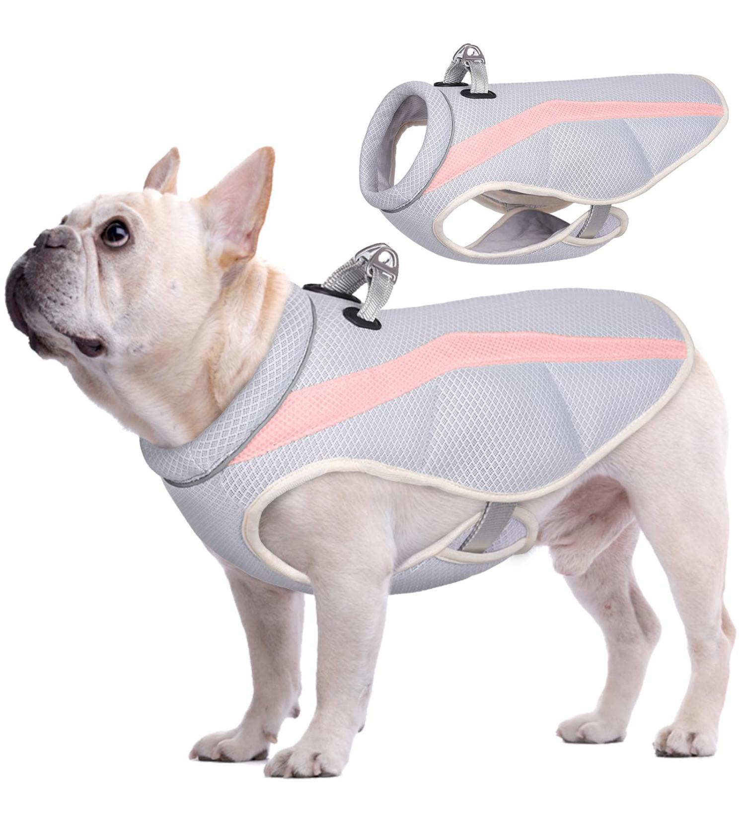 Kuoser Reflective Adjustable Dog Cooling Vest - Summer Sun Protection for Outdoor Activities - Gray & Pink - Buy Online on GoSupps.com