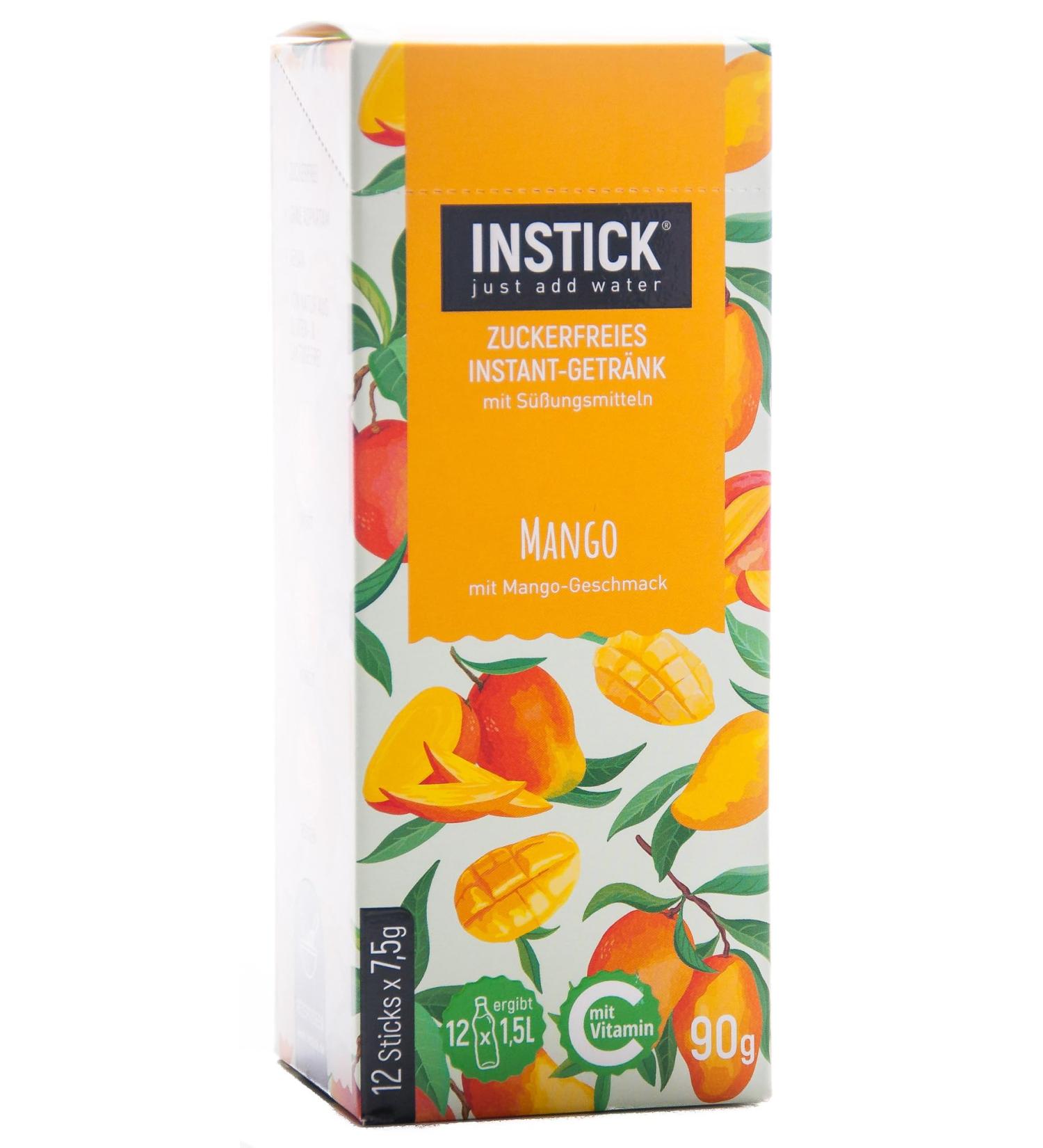 Buy Intick Sugar-Free Mango Instant Drink | 1 Pack (12 x 1.5L) | Vegan Low-Calorie Beverage Powder with Vitamin C - International Shipping Available - Buy Online on GoSupps.com