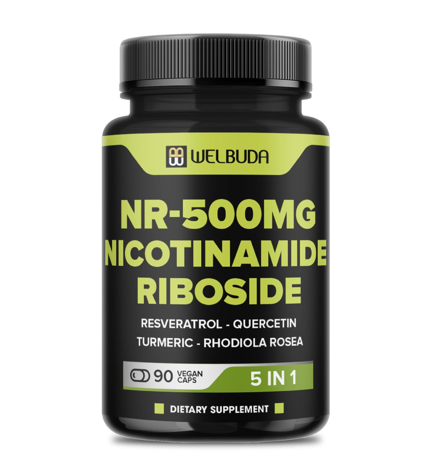 WELBUDA 5in1+ Nicotinamide Riboside Supplement with Resveratrol Quercetin Turmeric Rhodiola Rosea - 90 Count for 90 Days - Buy Online on GoSupps.com