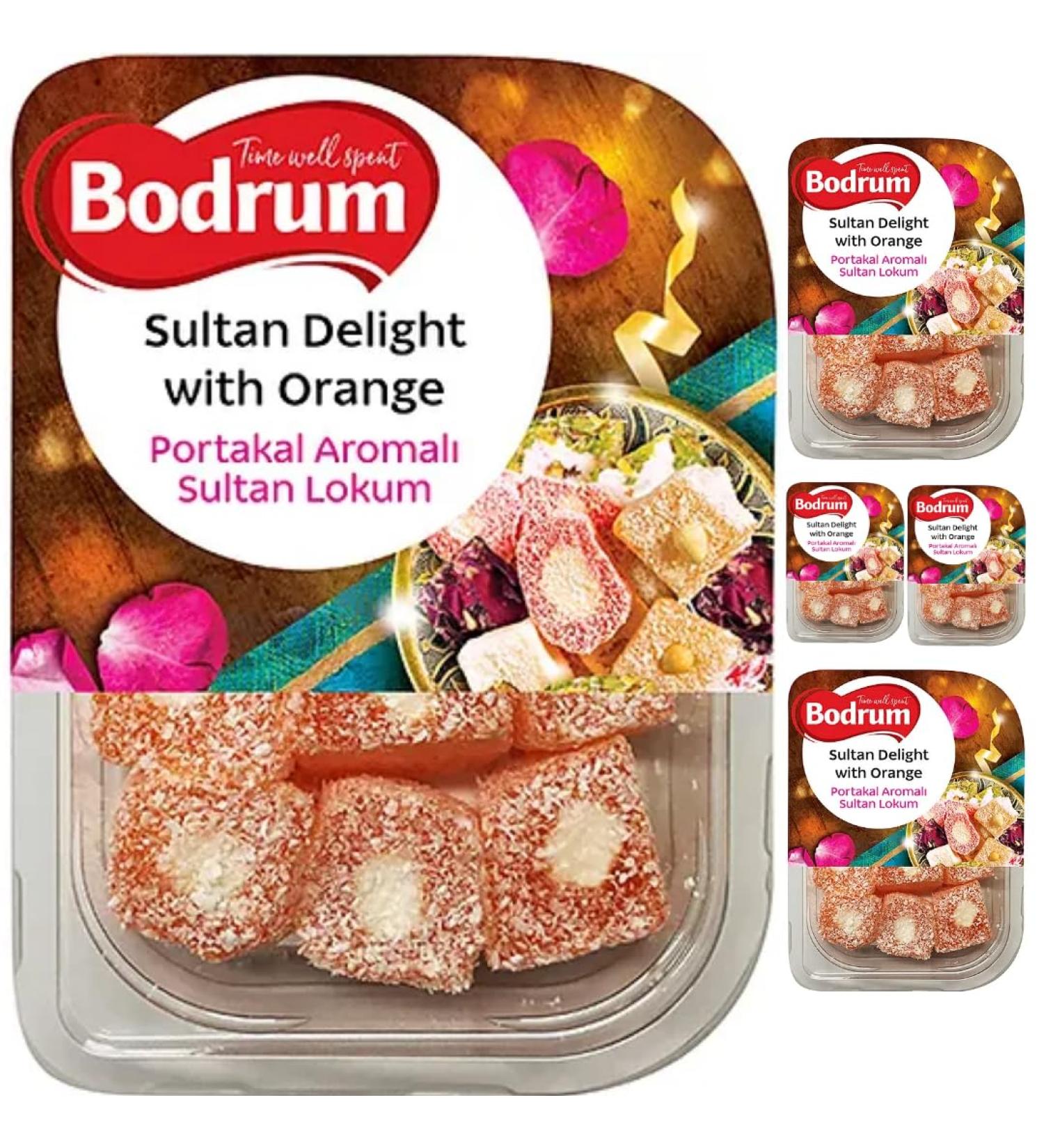 Bodrum Sultan Turkish Delight with Orange Turkish Delight 200 gram x 5 Pieces - Buy Online on GoSupps.com