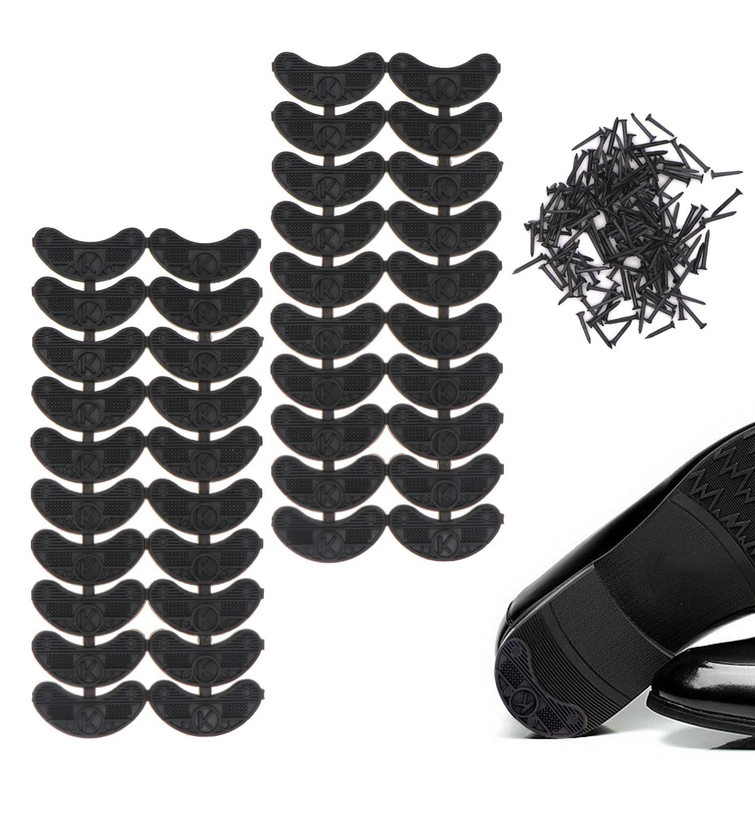 DUTWROY Heel Plates 20 Pairs | Rubber Sole Repair Pad with Nails | Black Shoes Bottom Repair Material for Women Men - Buy Online on GoSupps.com